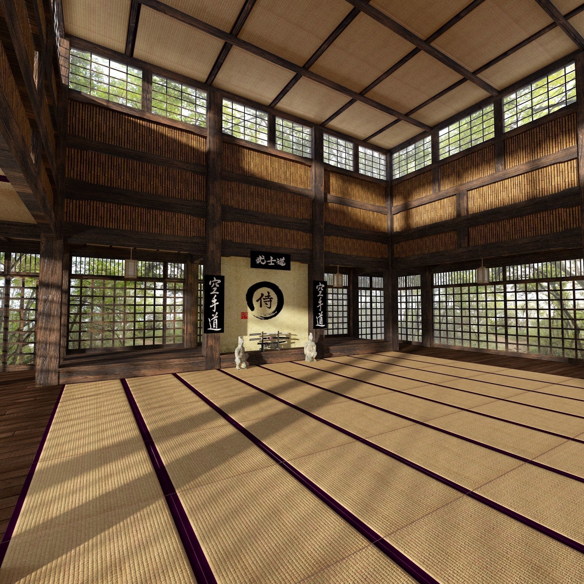 VR Japanese Martial Arts Training Dojo 3D model_11