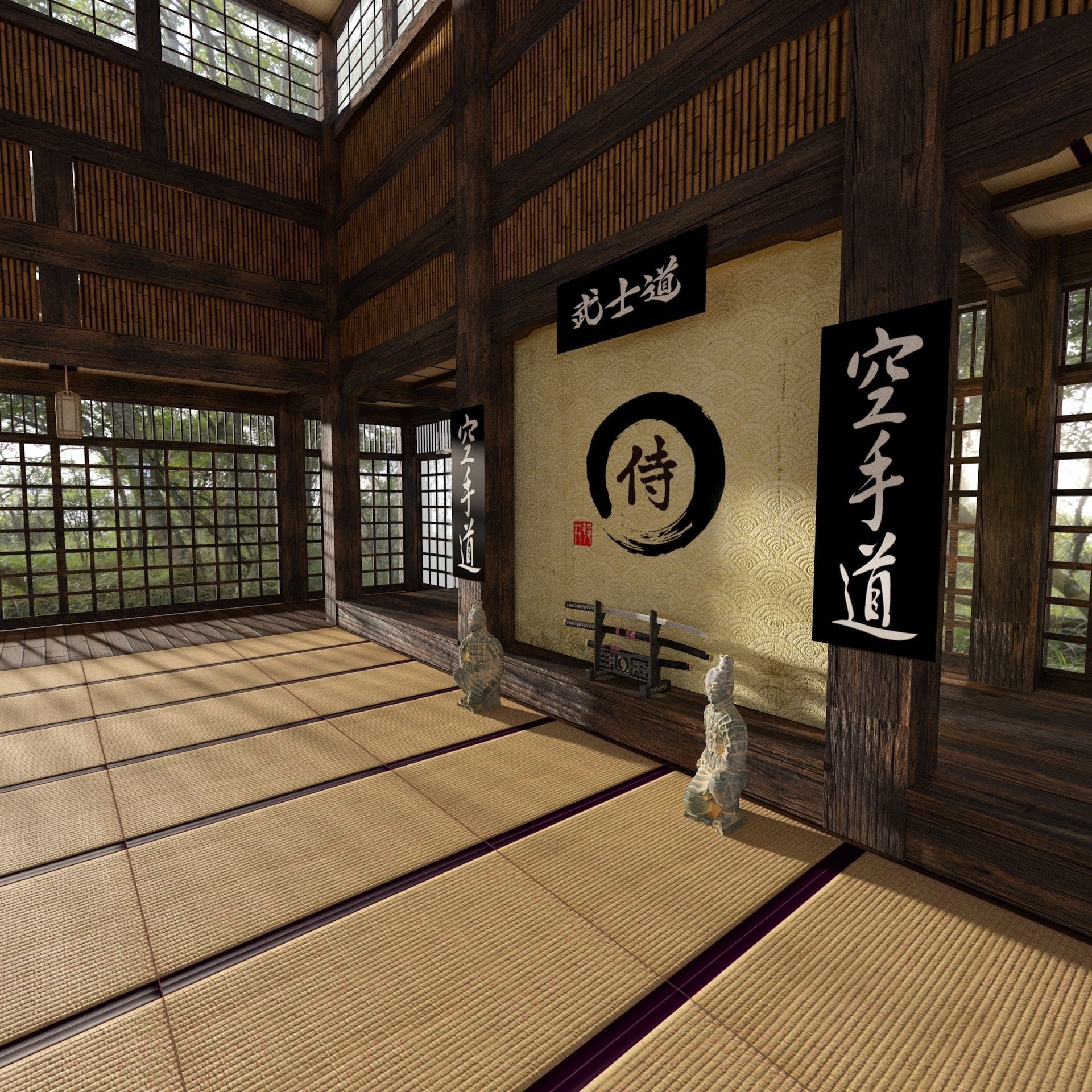 VR Japanese Martial Arts Training Dojo 3D model_4