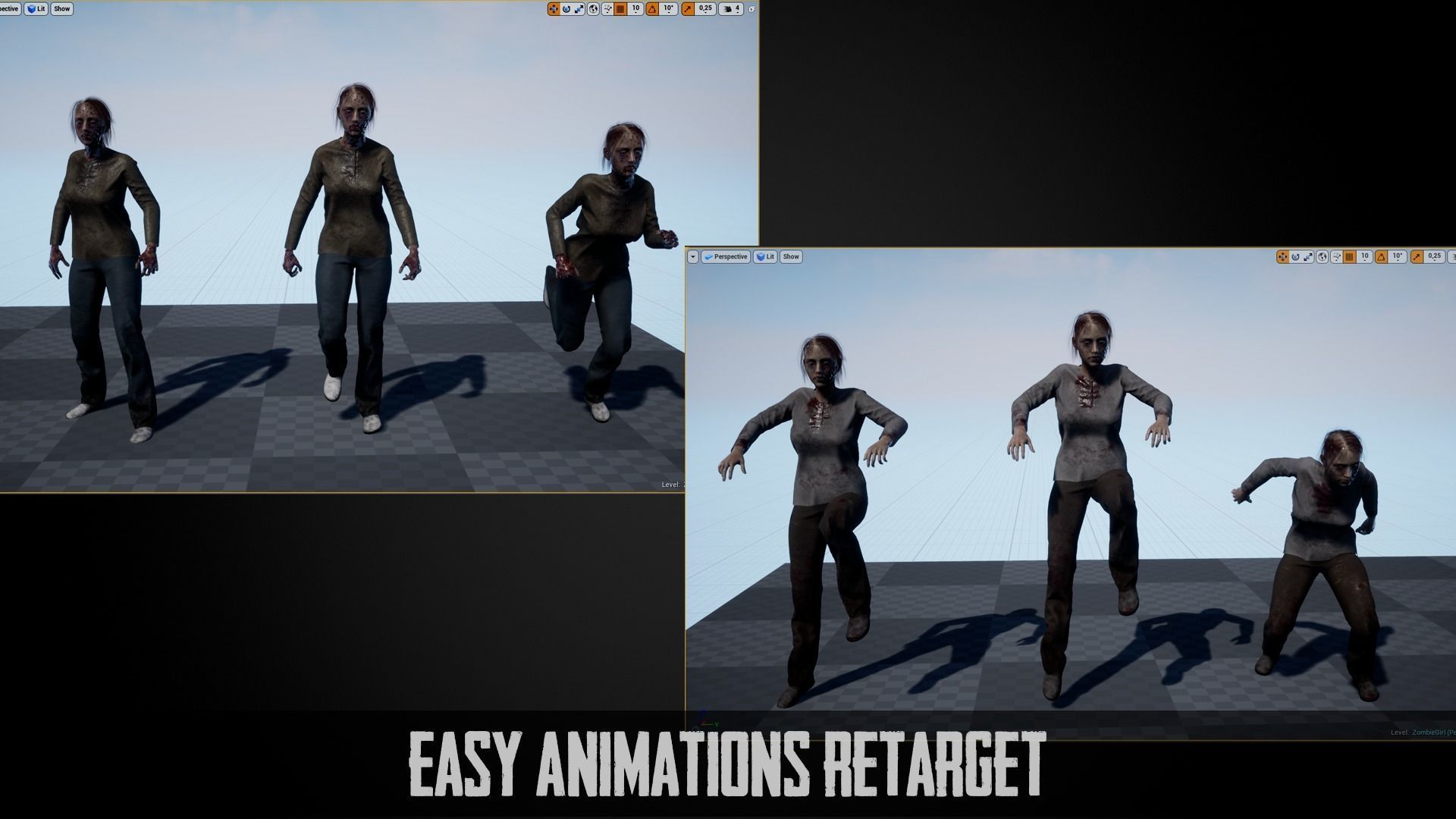 Zombie Girl- Game Ready  Low-poly 3D model_9