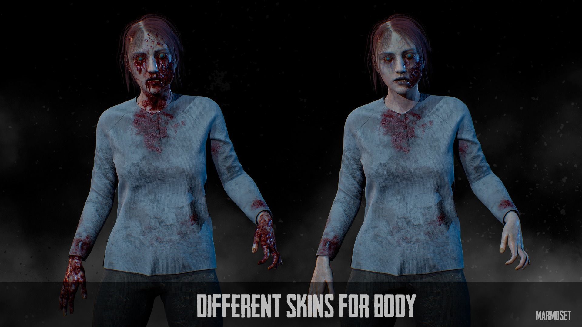 Zombie Girl- Game Ready  Low-poly 3D model_5