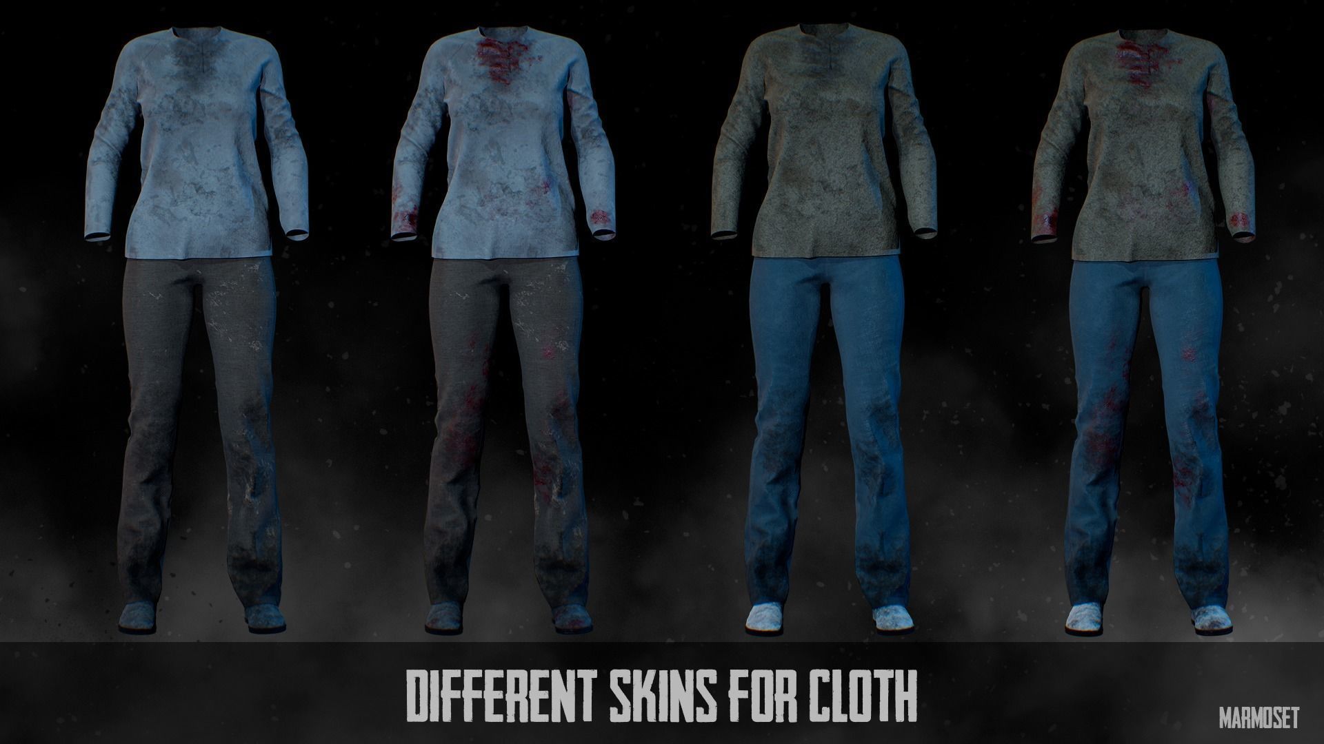 Zombie Girl- Game Ready  Low-poly 3D model_6