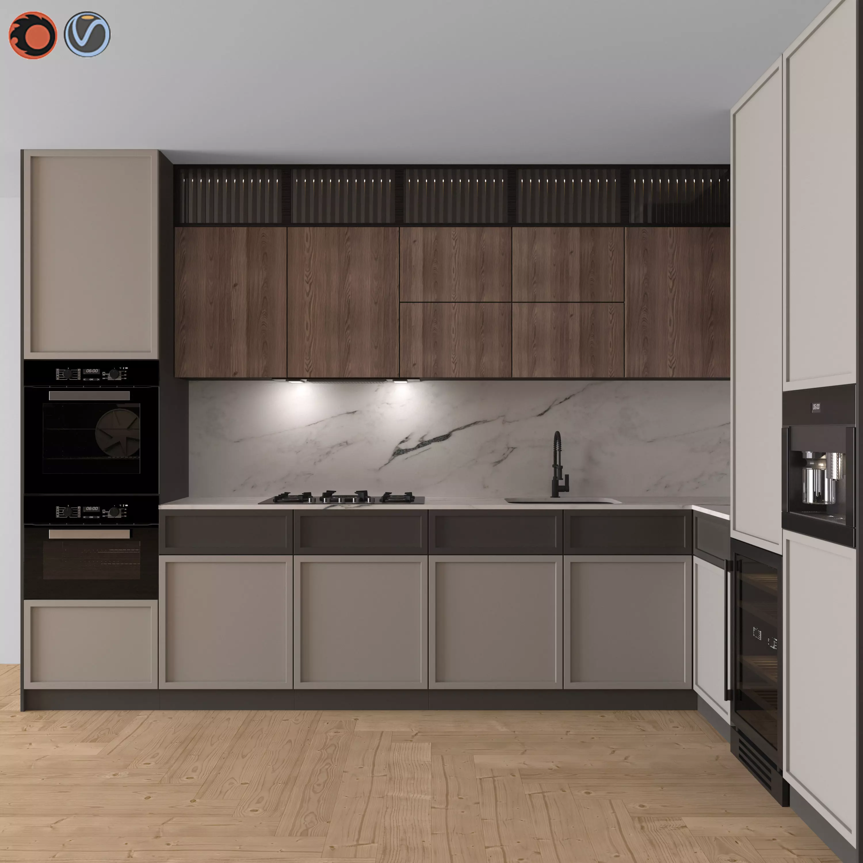 Kitchen Modern 17 - Corner Kitchen 3D model_0