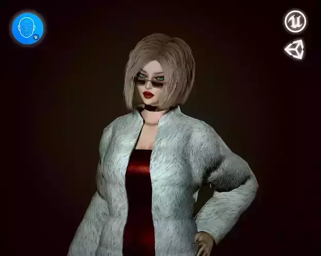Party Girl With Coat Low-poly 3D model