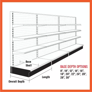 gandolas base depth options - retail shelving Free 3D model