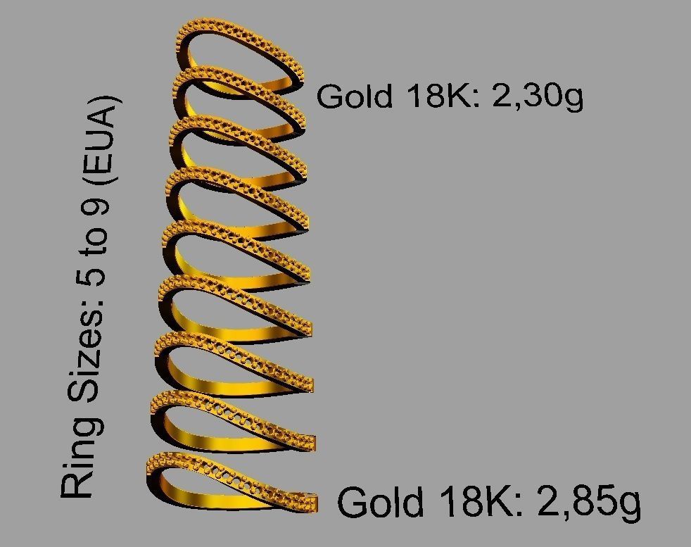 Diamond Wave Ring 3D print model_5