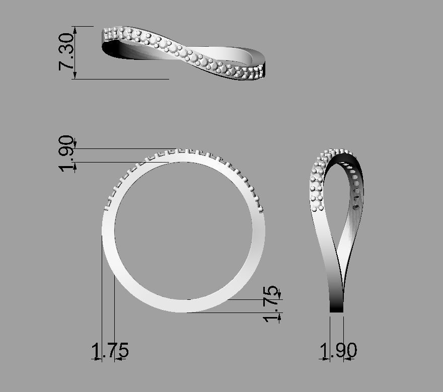Diamond Wave Ring 3D print model_4