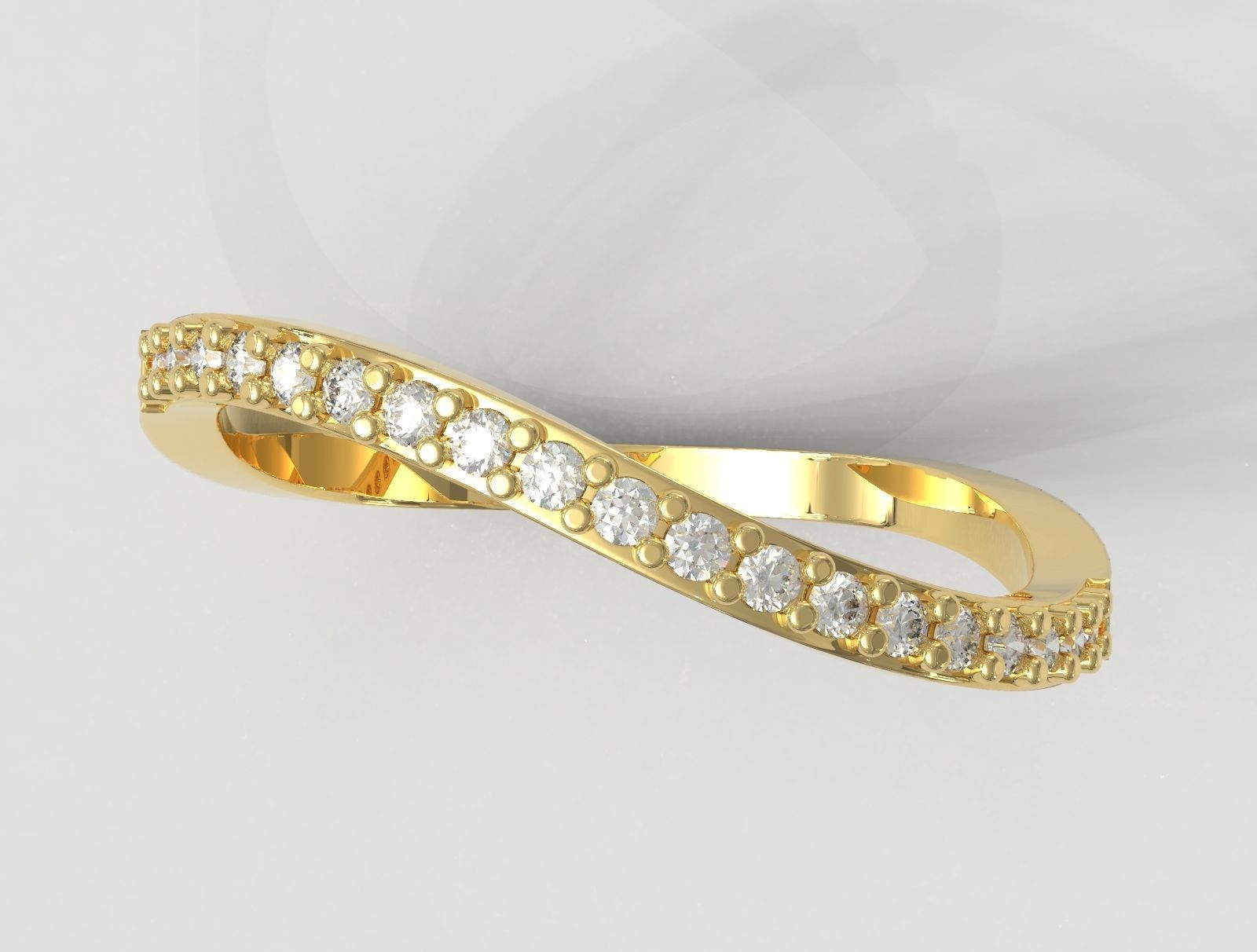 Diamond Wave Ring 3D print model_3