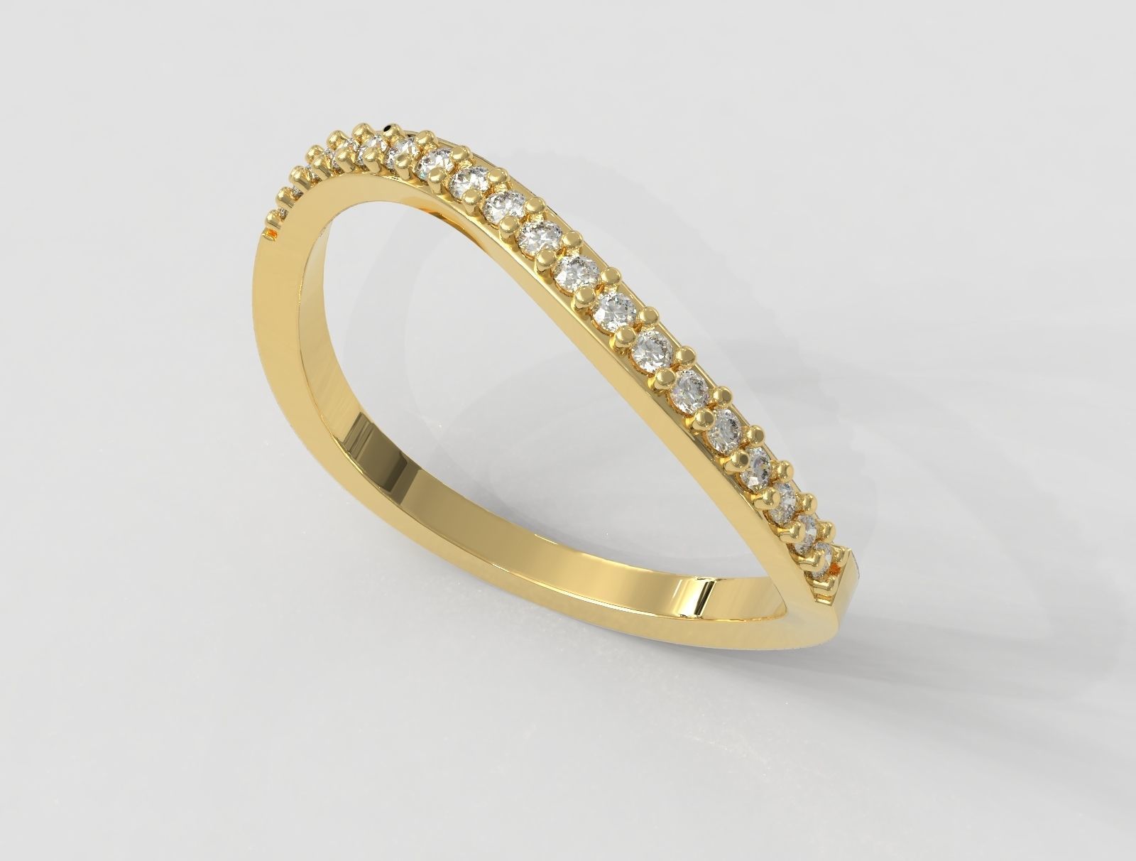 Diamond Wave Ring 3D print model_2