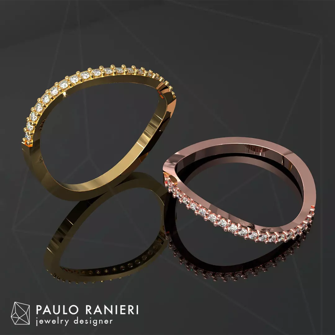 Diamond Wave Ring 3D print model_0