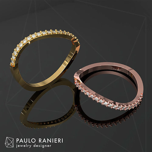 Diamond Wave Ring 3D print model