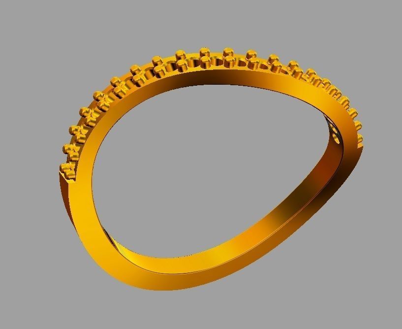 Diamond Wave Ring 3D print model_8