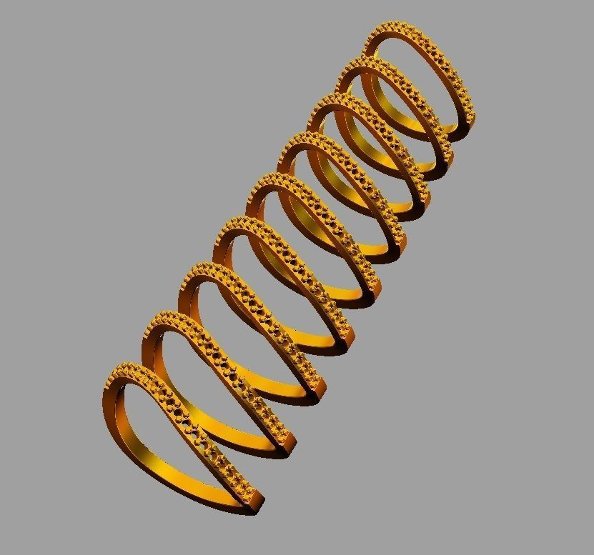 Diamond Wave Ring 3D print model_6