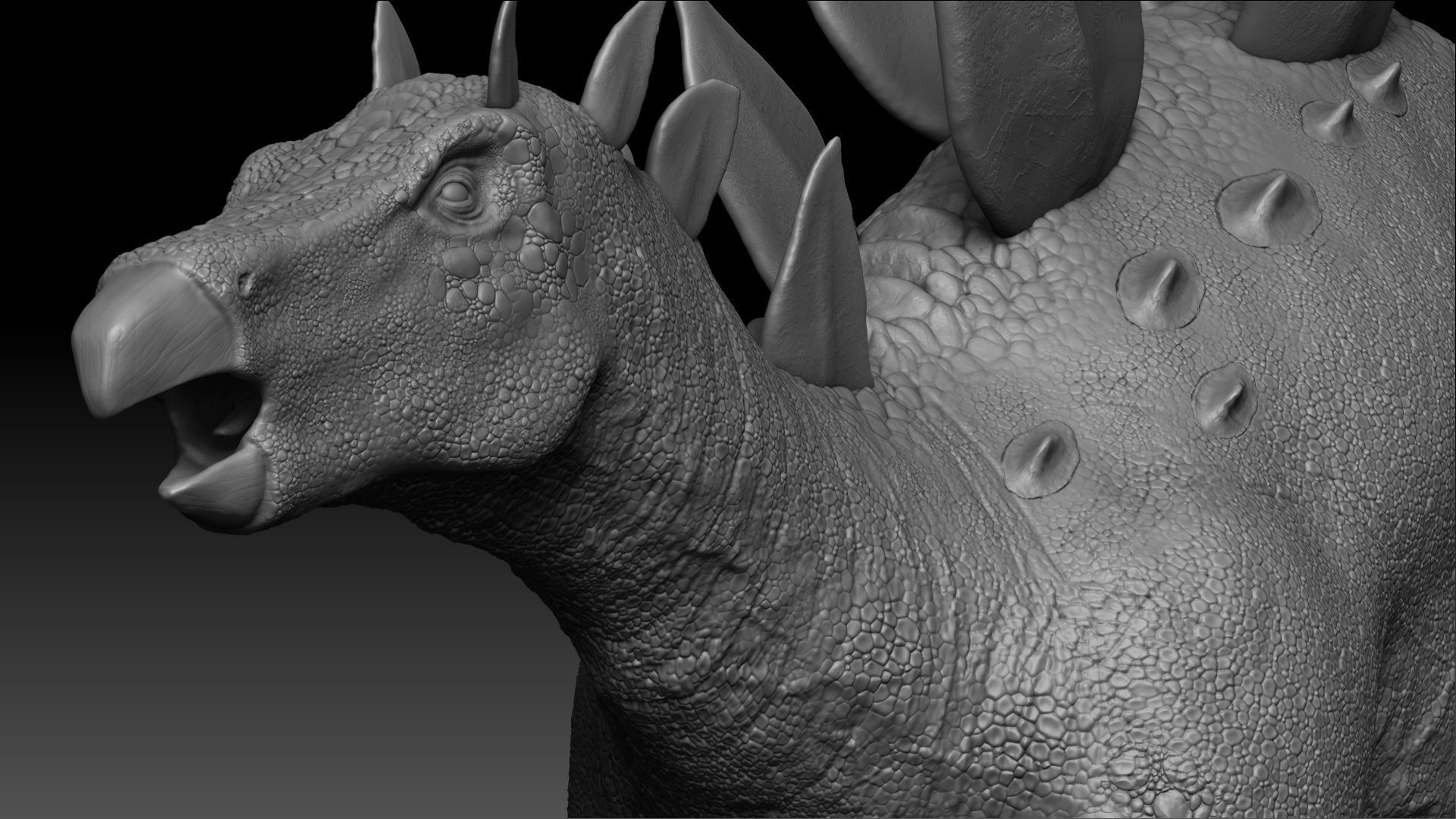 Dinosaur Stegosaurus Sculpt Project 3D model_10