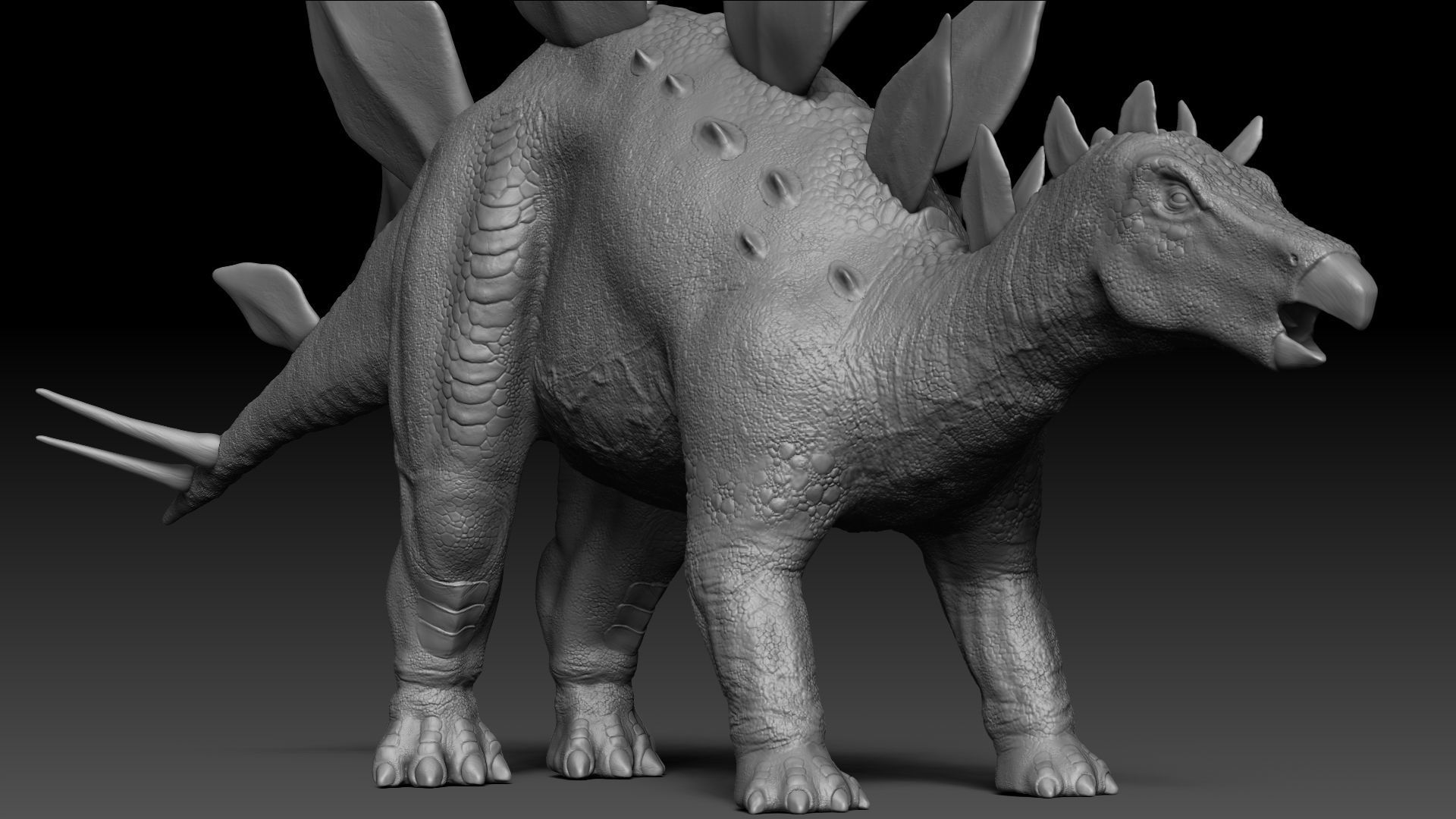 Dinosaur Stegosaurus Sculpt Project 3D model_9