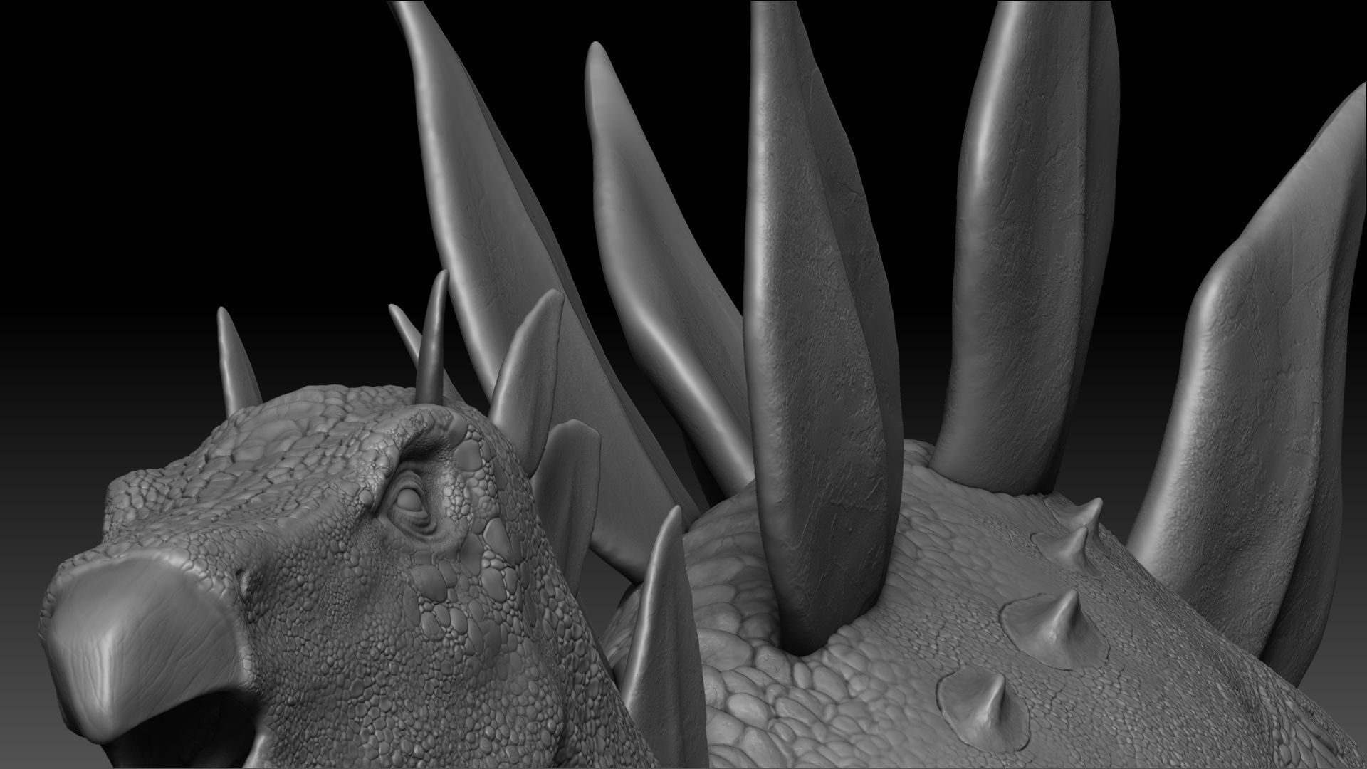 Dinosaur Stegosaurus Sculpt Project 3D model_11