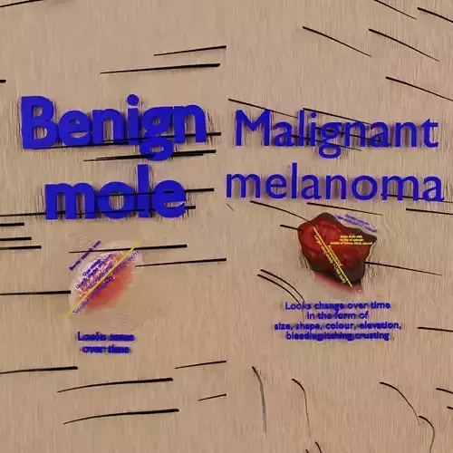 Mole nevus cancer Malignant melanoma differences 3D model