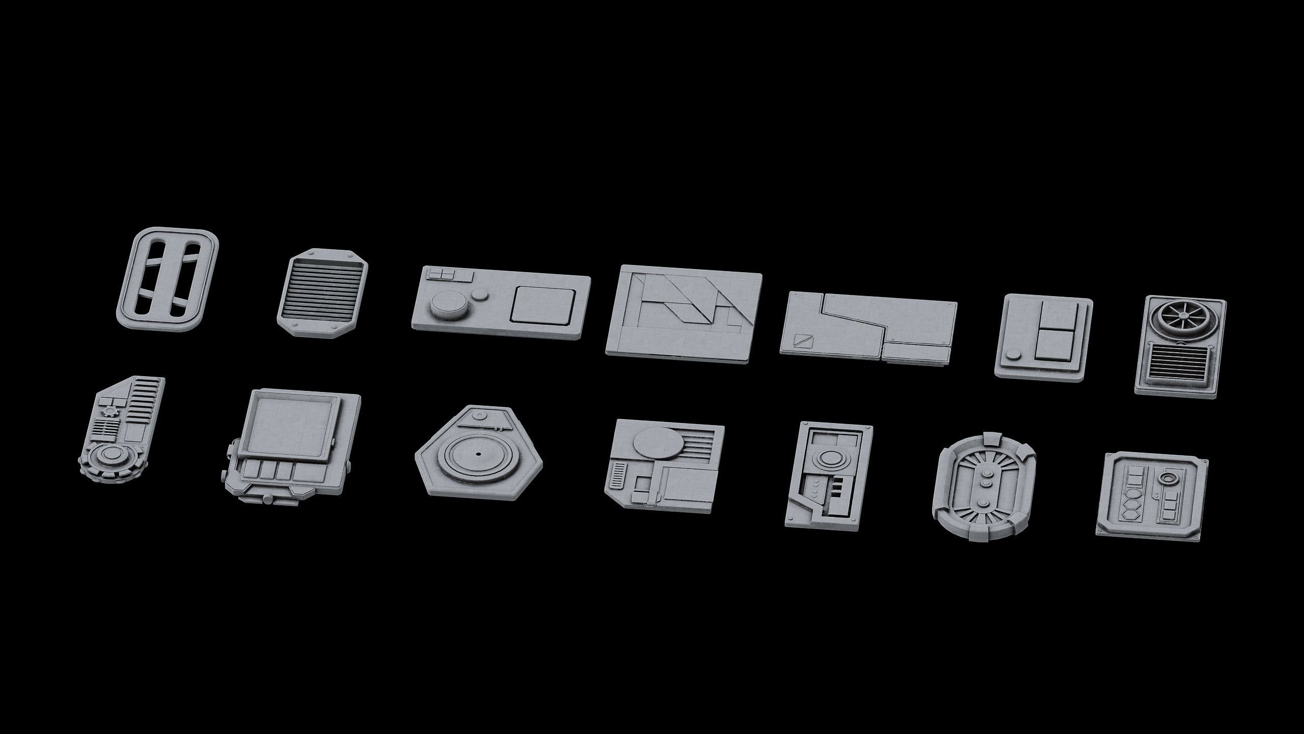 Sci-fi Kitbash - Star Wars props details plates Low-poly 3D model_2
