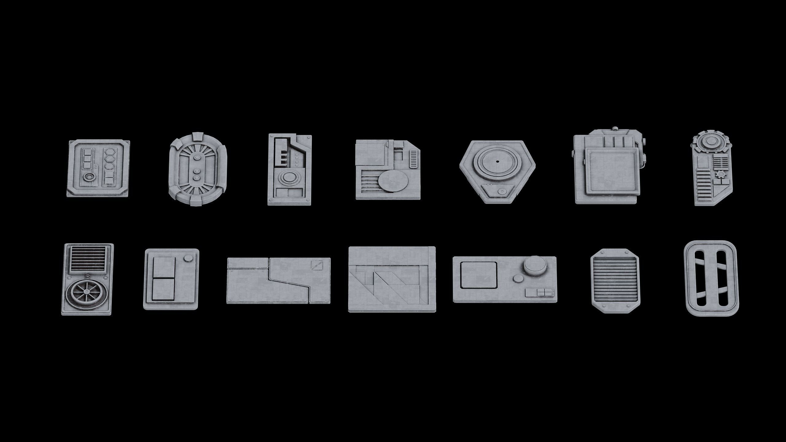 Sci-fi Kitbash - Star Wars props details plates Low-poly 3D model_1