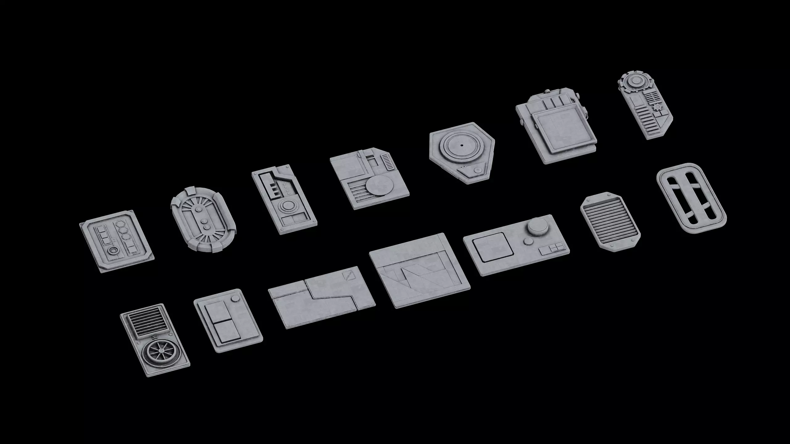 Sci-fi Kitbash - Star Wars props details plates Low-poly 3D model_0