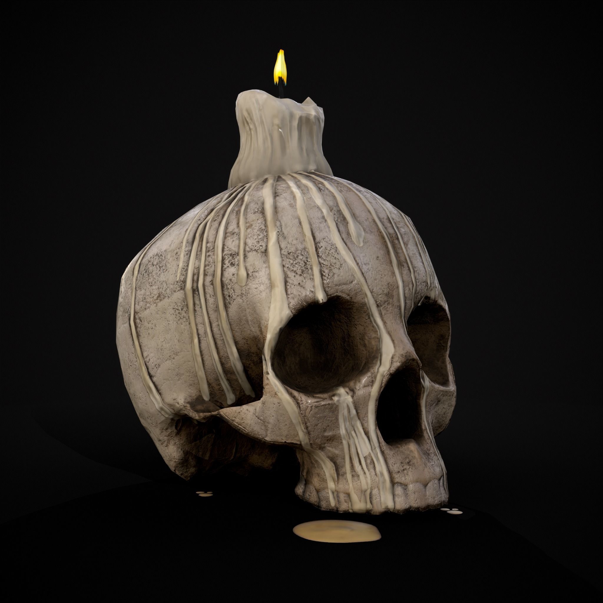 Dripping Wax Cranium Skull Candle  Low-poly 3D model_7