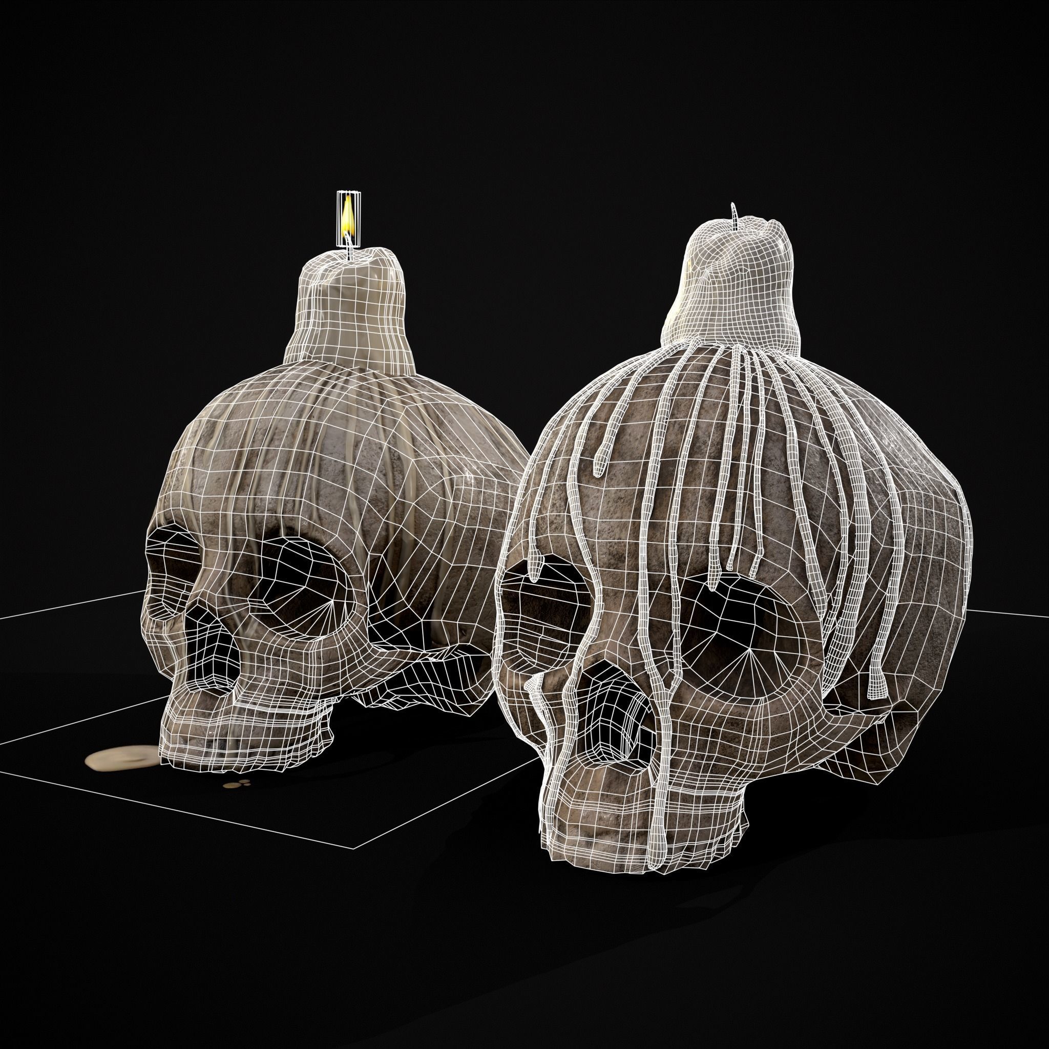Dripping Wax Cranium Skull Candle  Low-poly 3D model_30