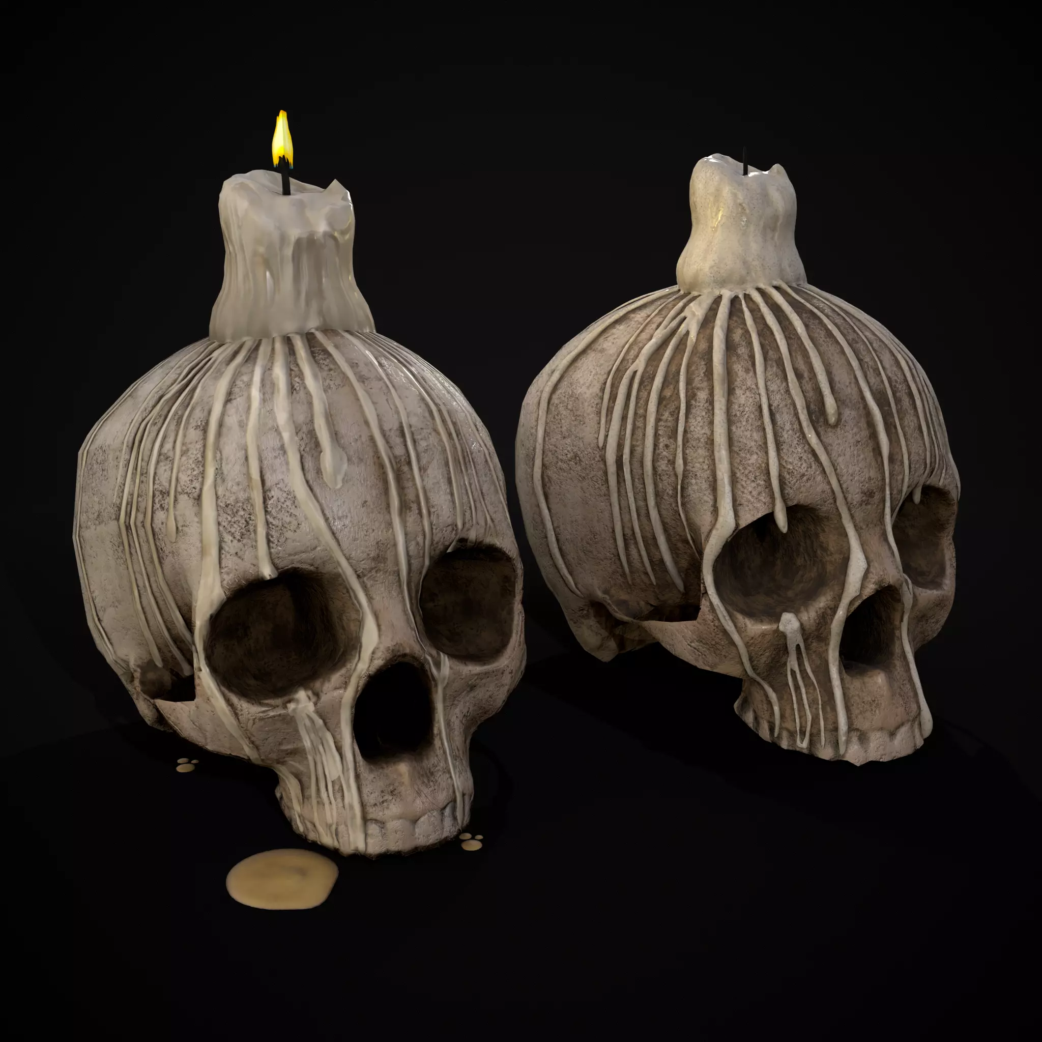 Dripping Wax Cranium Skull Candle  Low-poly 3D model_0