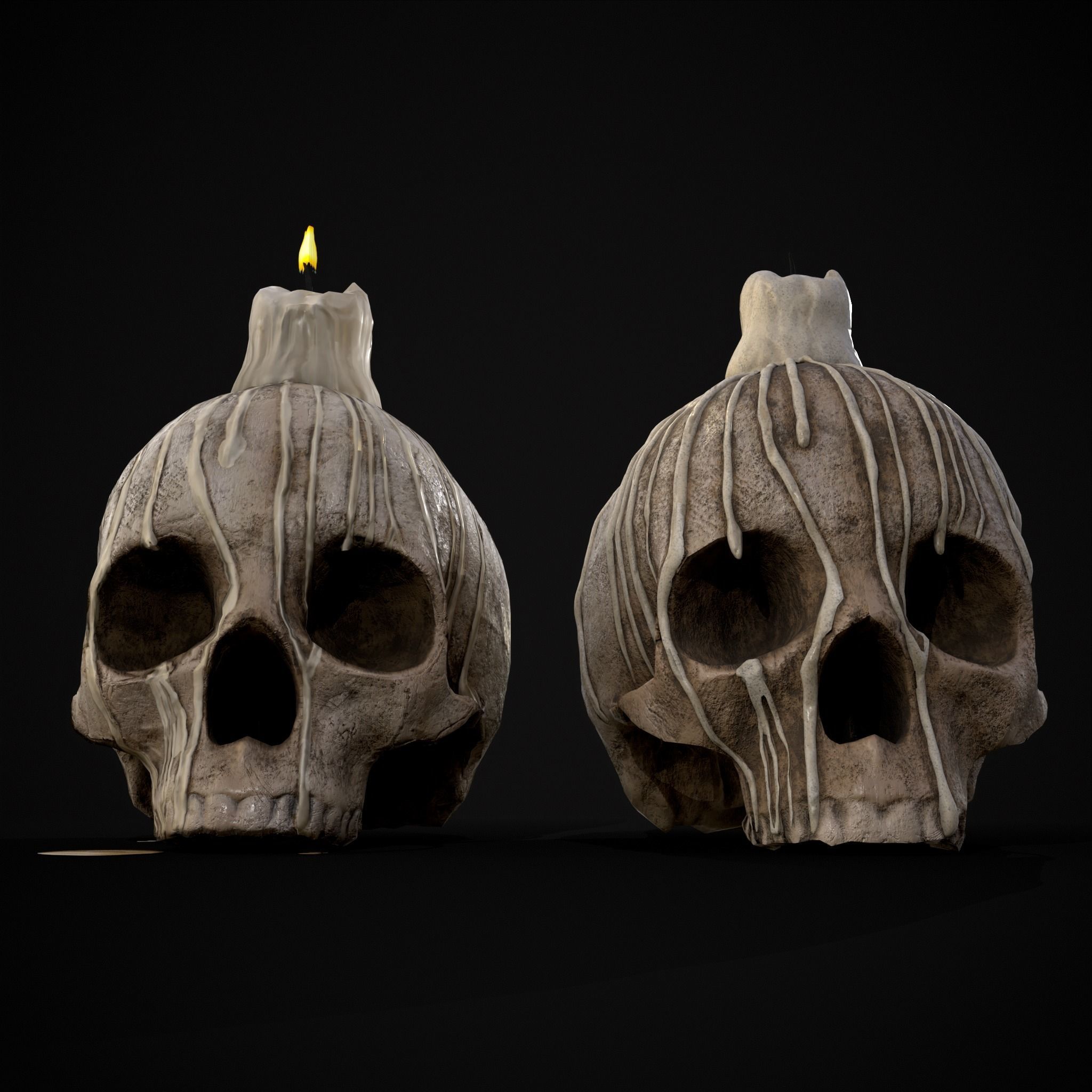 Dripping Wax Cranium Skull Candle  Low-poly 3D model_15