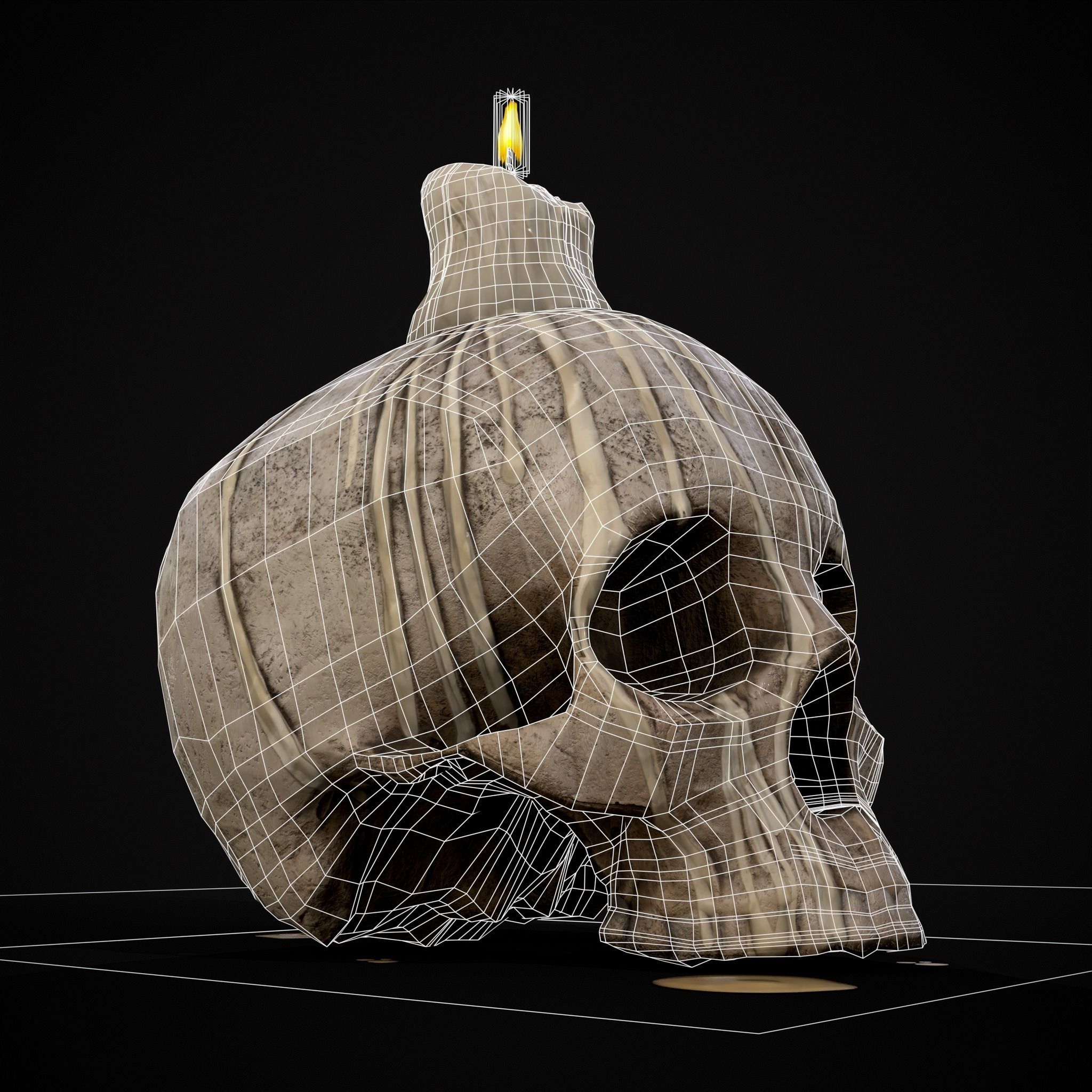 Dripping Wax Cranium Skull Candle  Low-poly 3D model_28