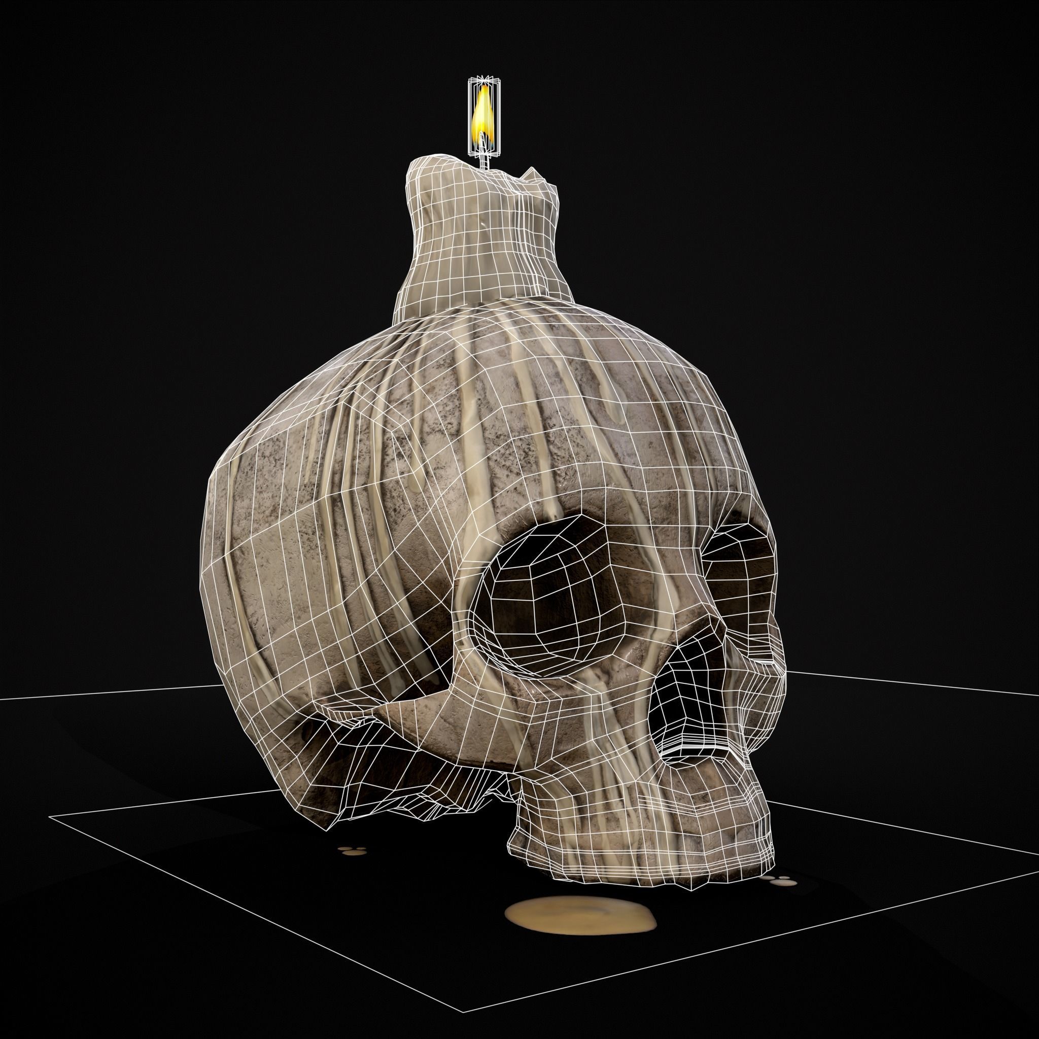 Dripping Wax Cranium Skull Candle  Low-poly 3D model_8