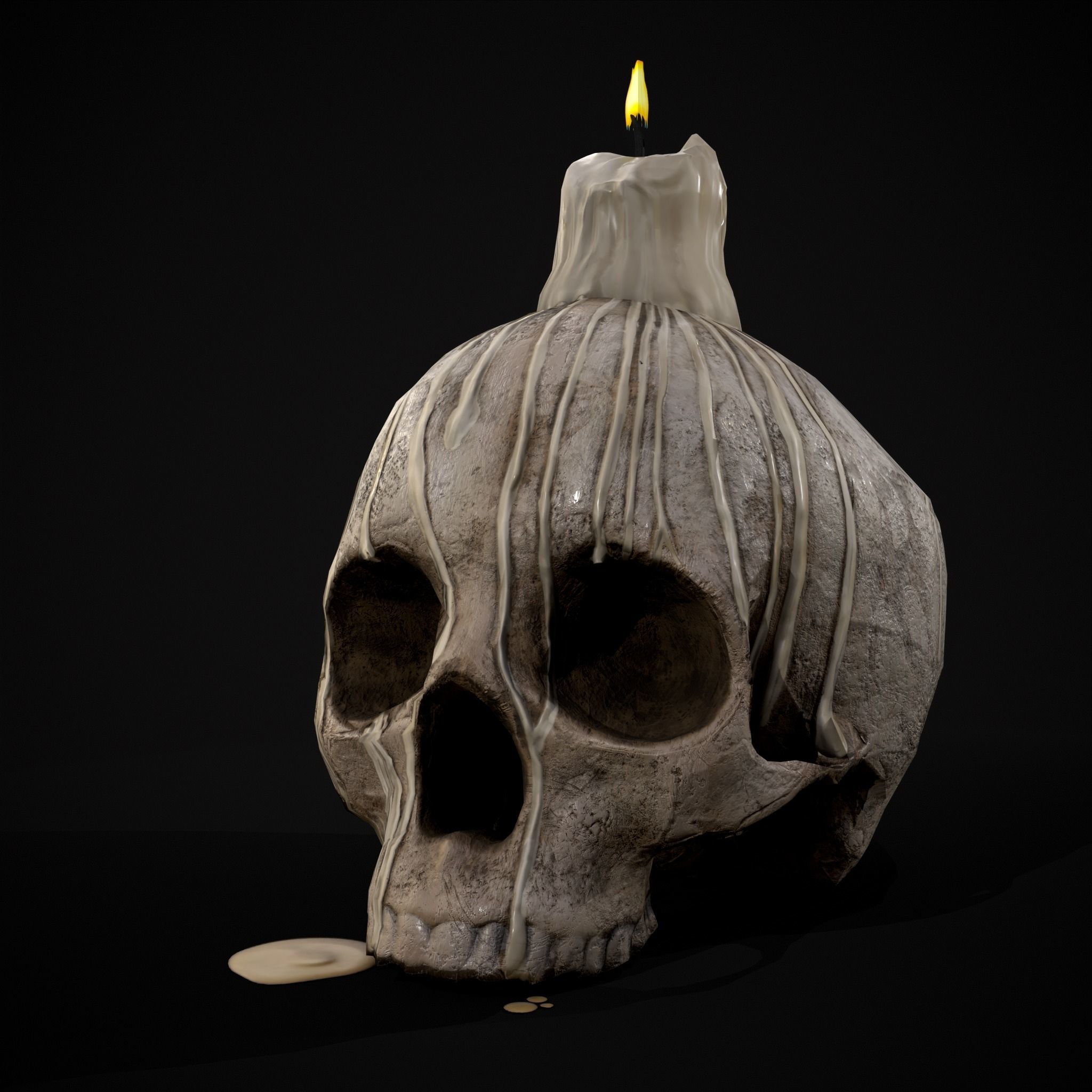 Dripping Wax Cranium Skull Candle  Low-poly 3D model_25