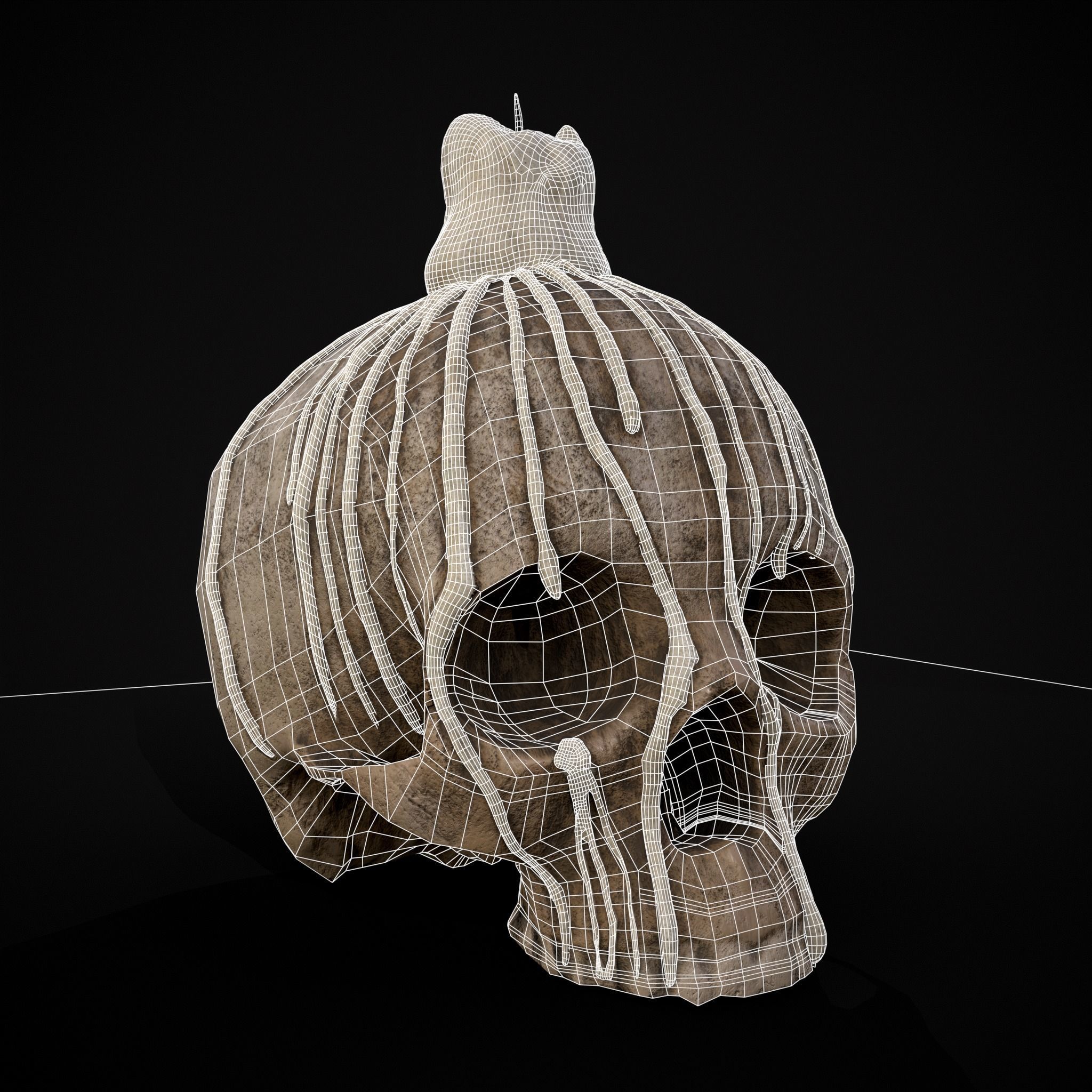 Dripping Wax Cranium Skull Candle  Low-poly 3D model_4