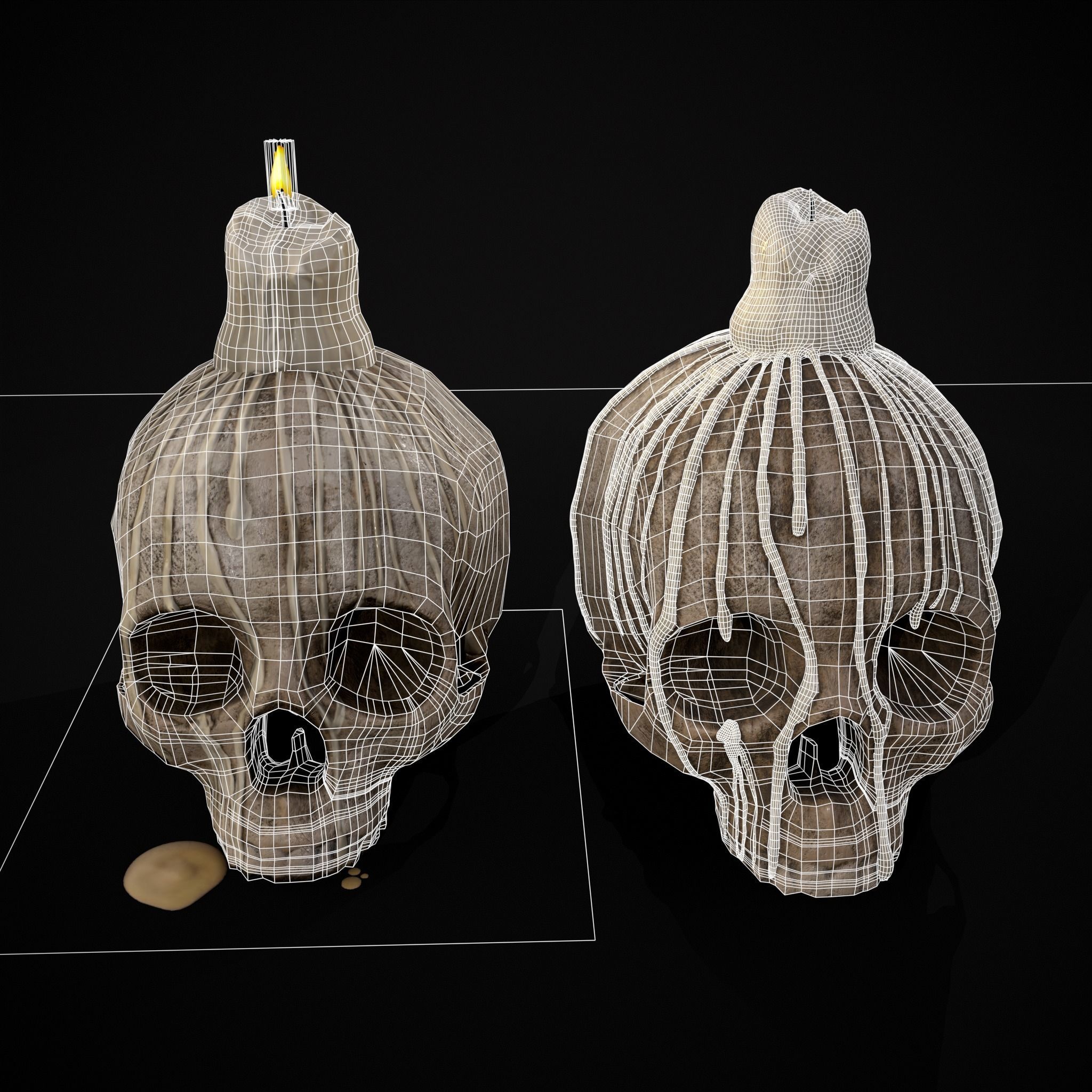 Dripping Wax Cranium Skull Candle  Low-poly 3D model_14