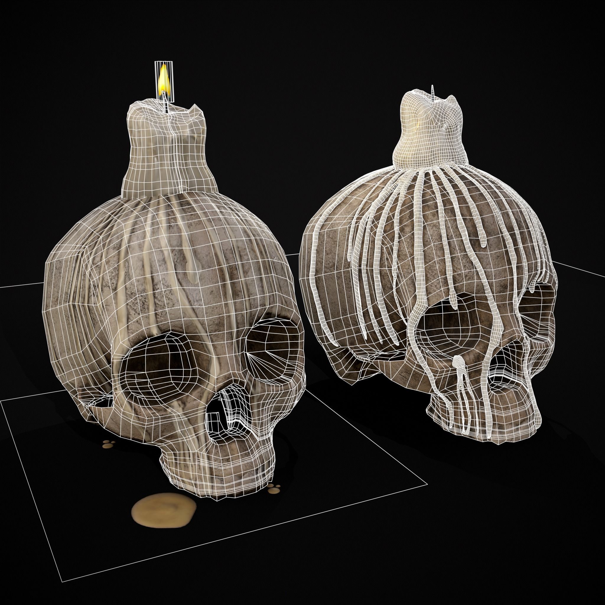 Dripping Wax Cranium Skull Candle  Low-poly 3D model_2
