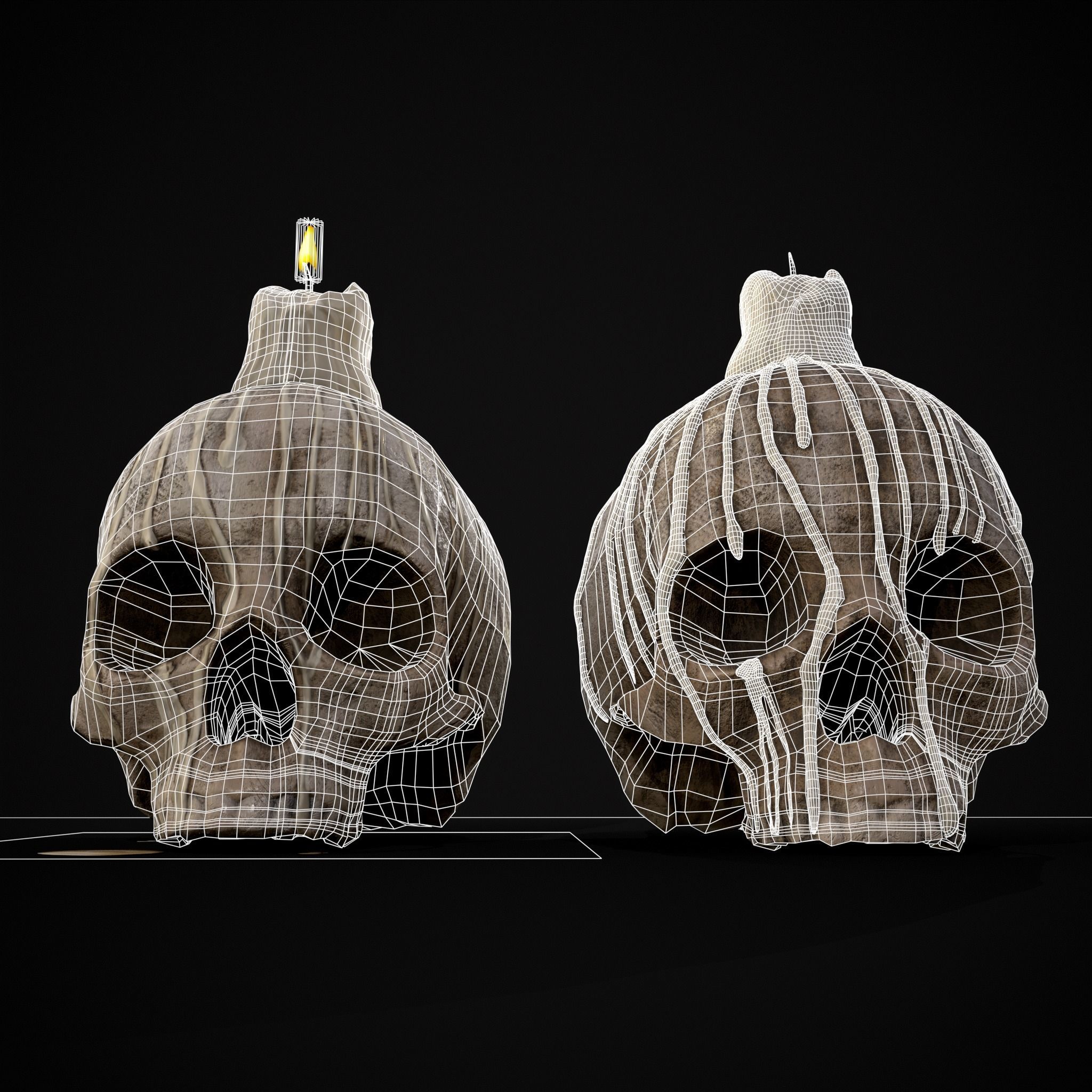 Dripping Wax Cranium Skull Candle  Low-poly 3D model_16