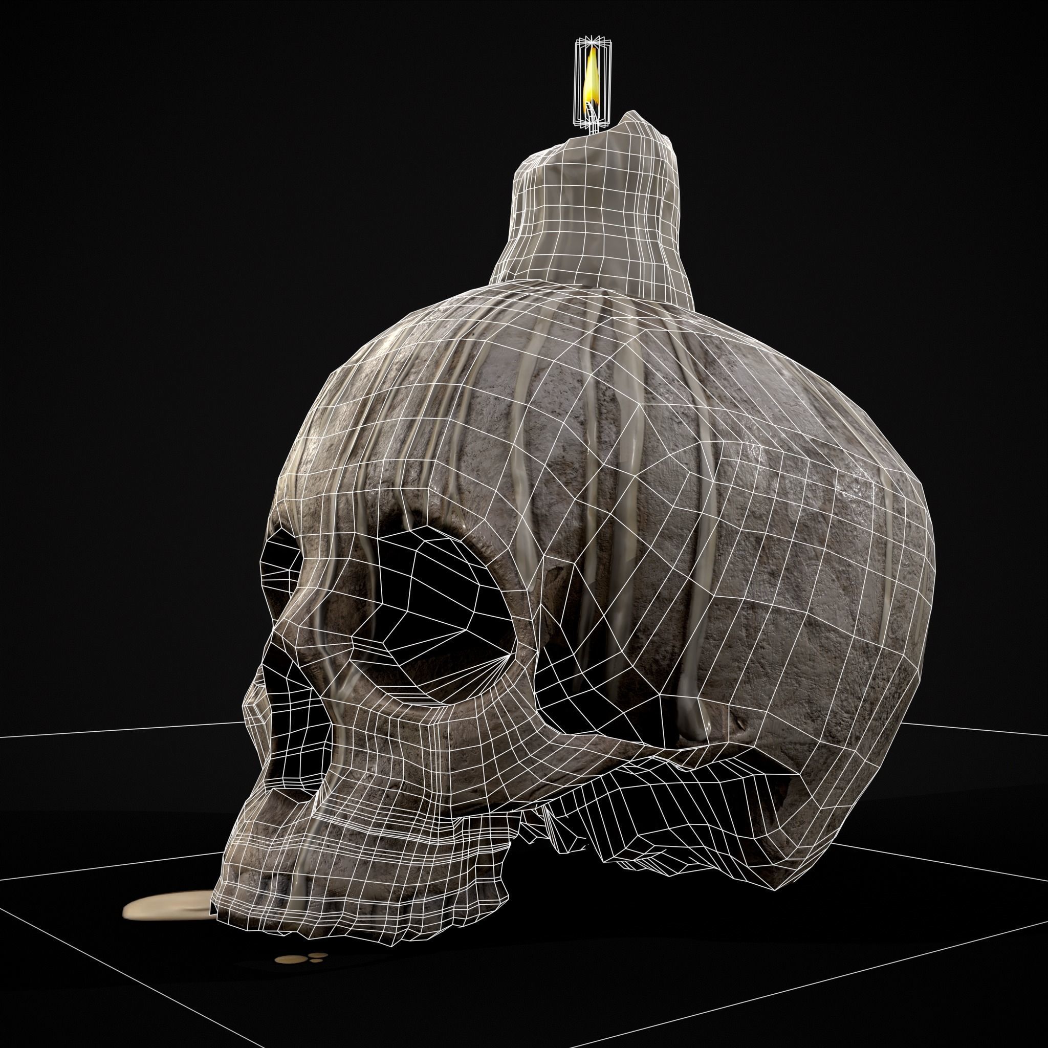 Dripping Wax Cranium Skull Candle  Low-poly 3D model_10