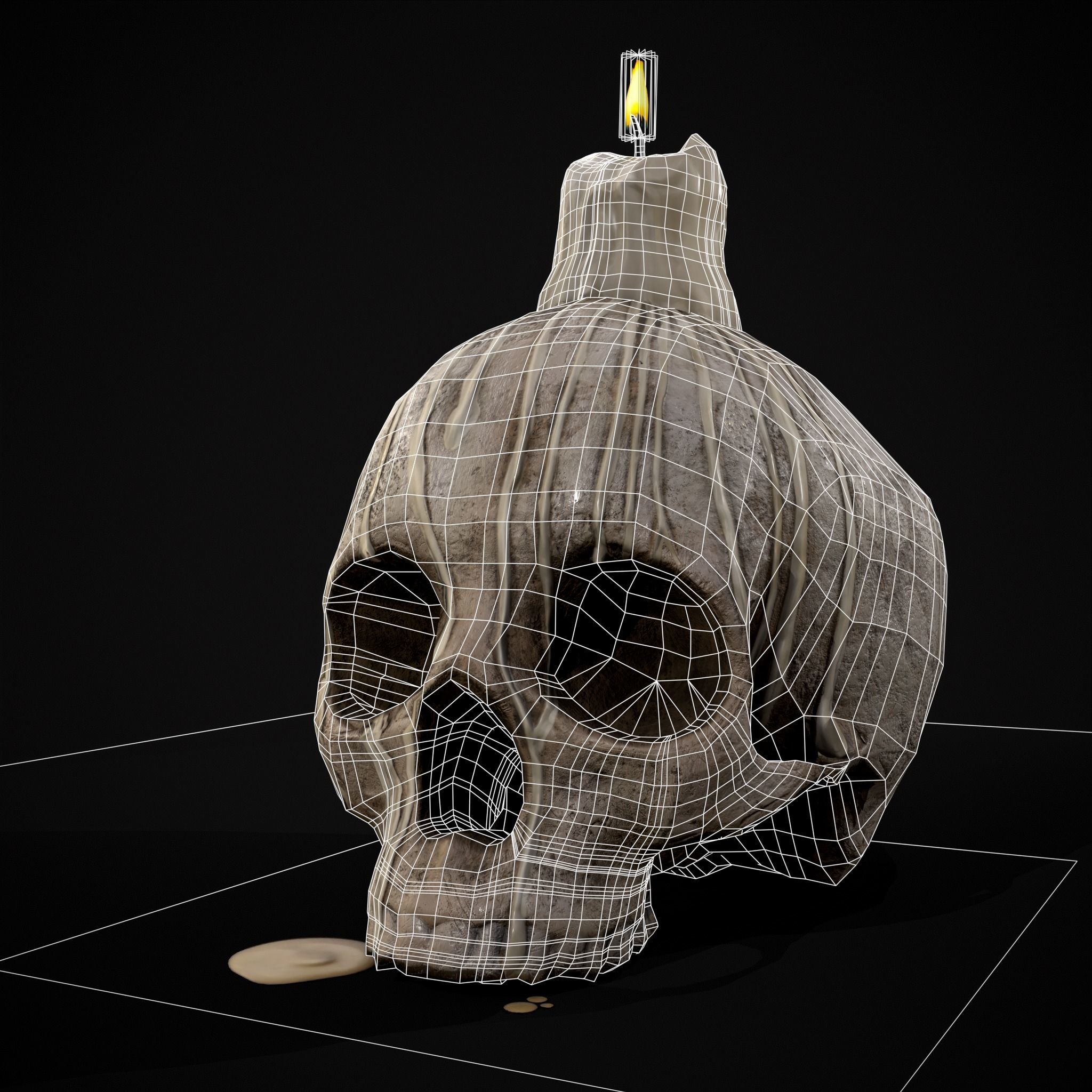 Dripping Wax Cranium Skull Candle  Low-poly 3D model_26