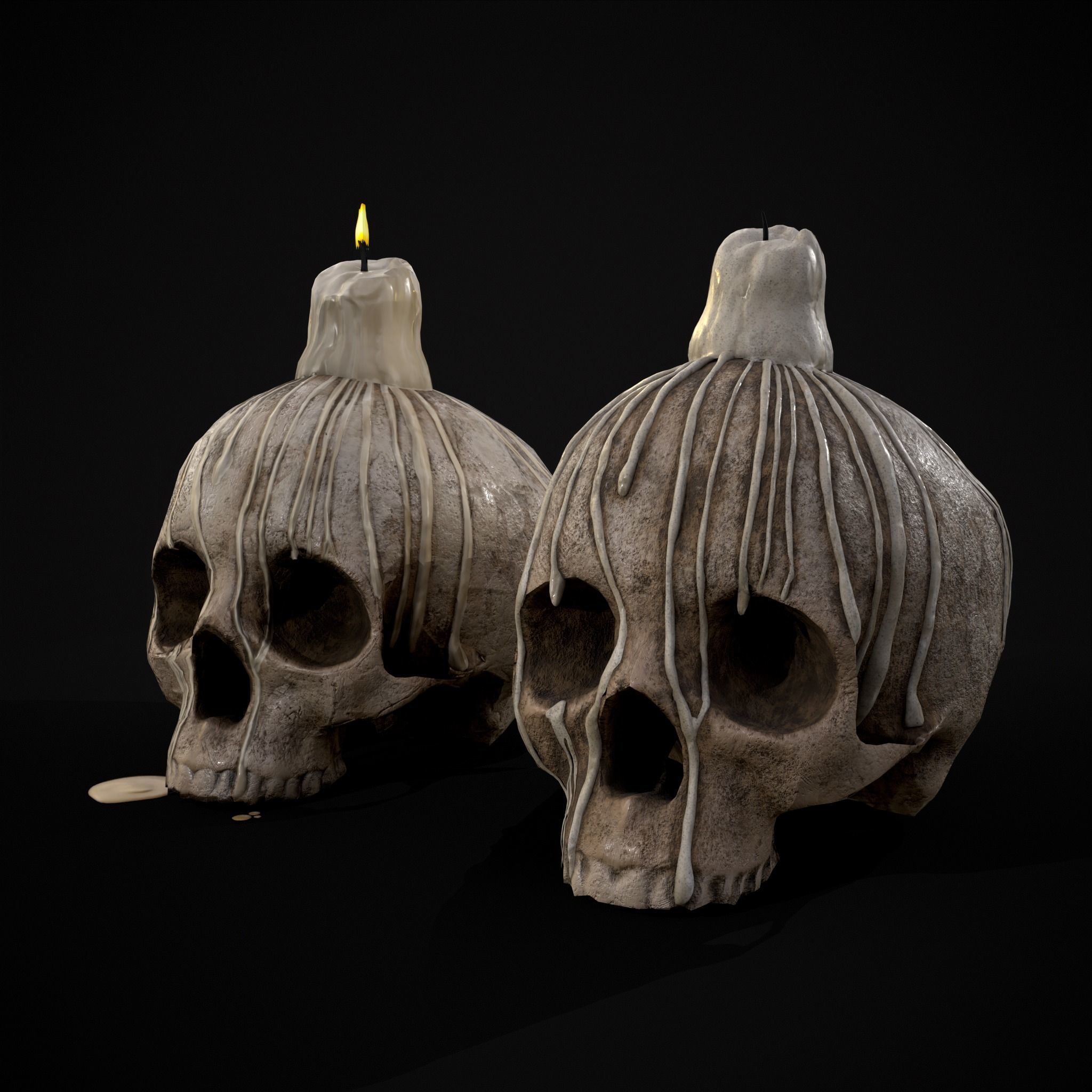 Dripping Wax Cranium Skull Candle  Low-poly 3D model_29