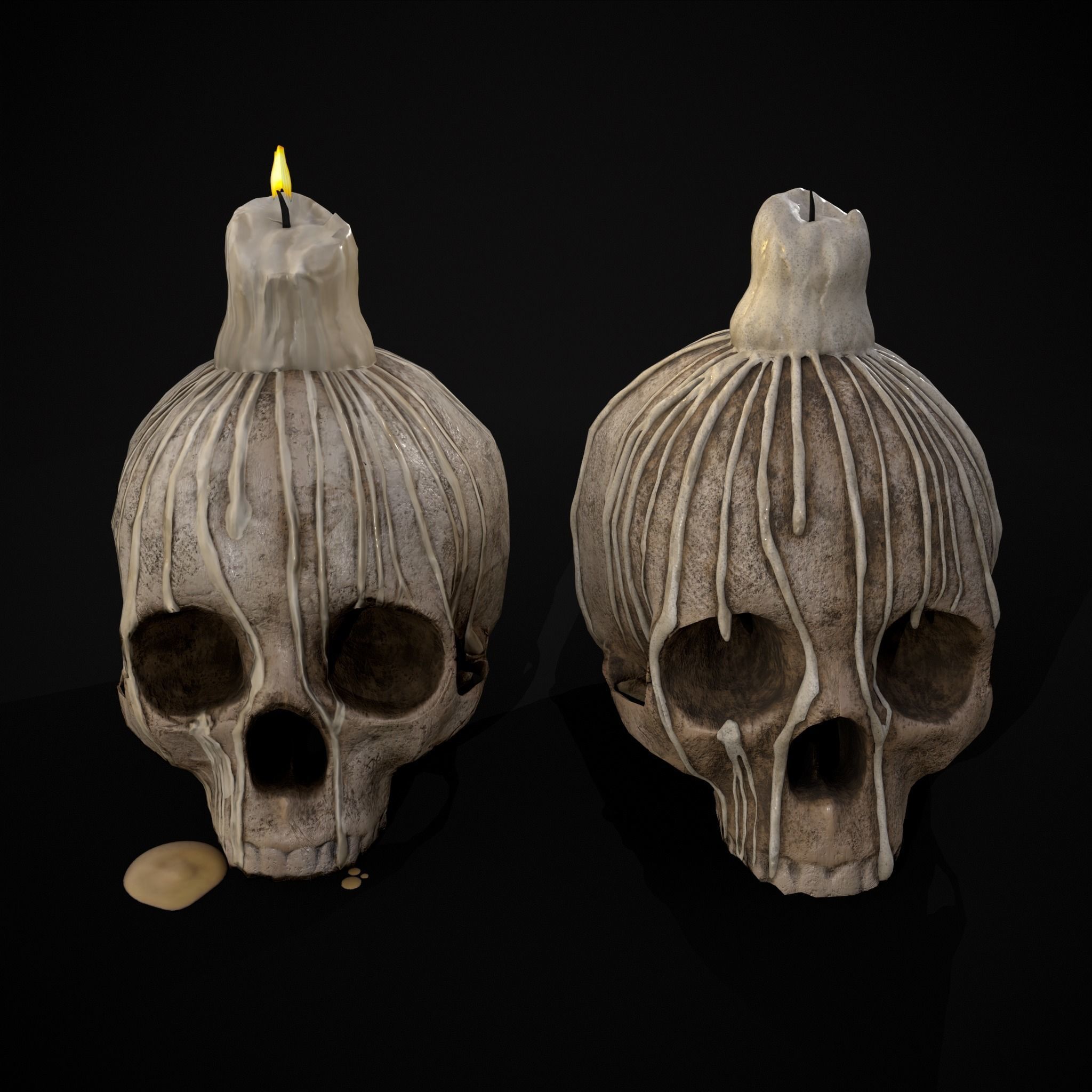 Dripping Wax Cranium Skull Candle  Low-poly 3D model_13