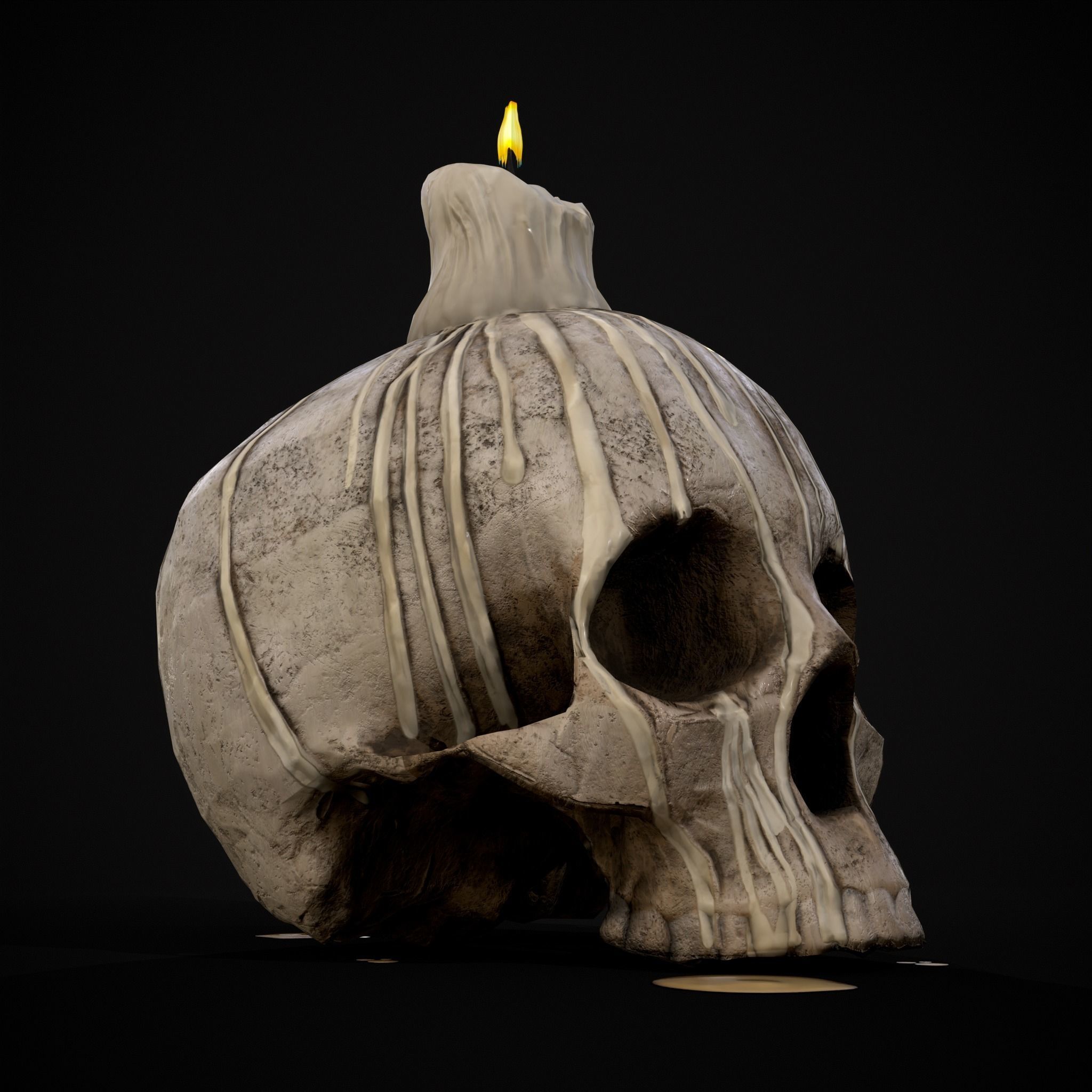 Dripping Wax Cranium Skull Candle  Low-poly 3D model_27