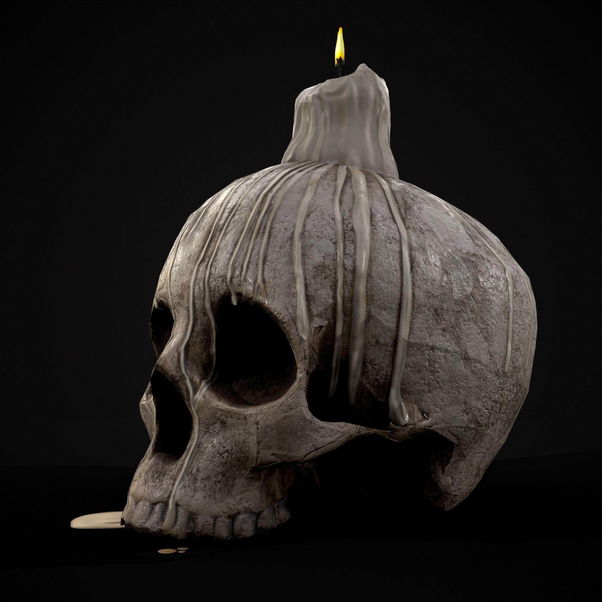 Dripping Wax Cranium Skull Candle  Low-poly 3D model_9