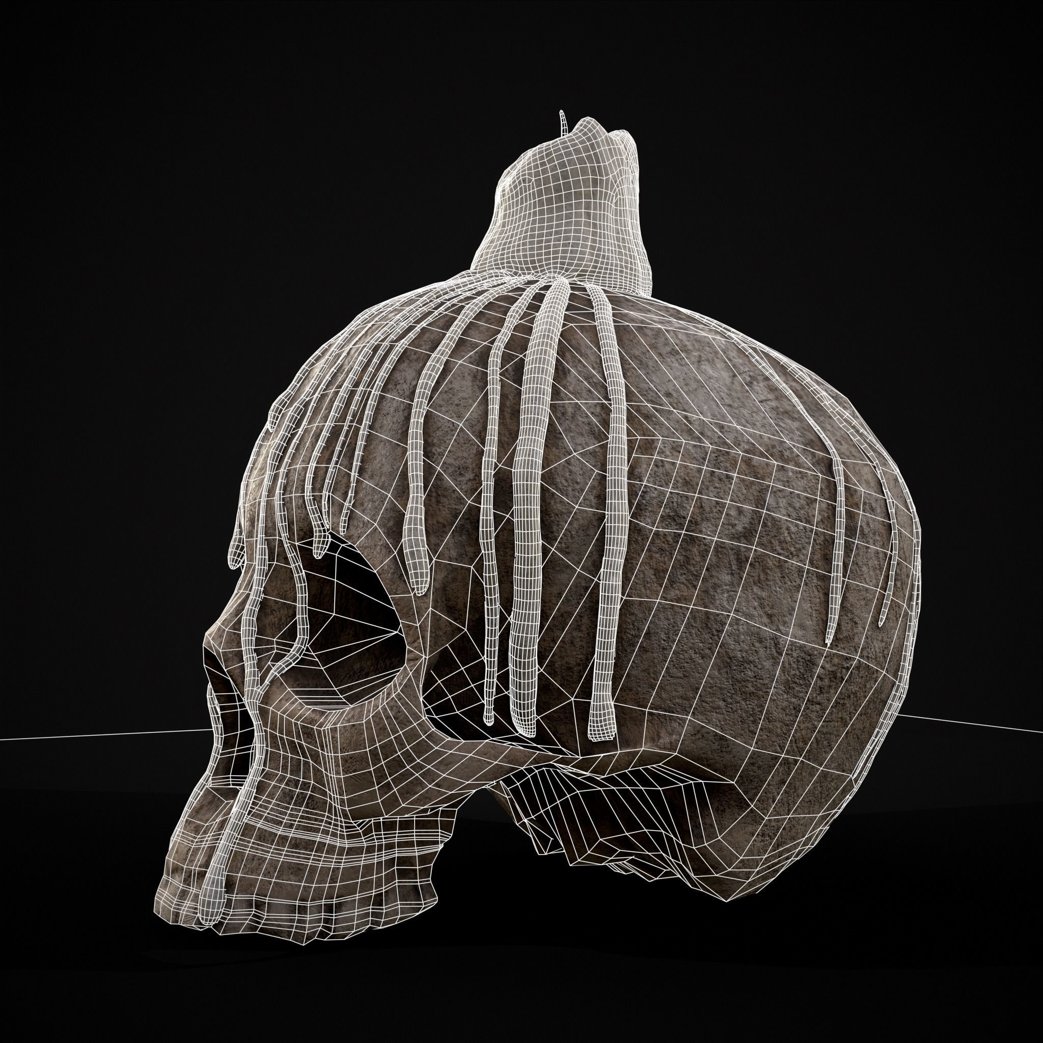 Dripping Wax Cranium Skull Candle  Low-poly 3D model_6
