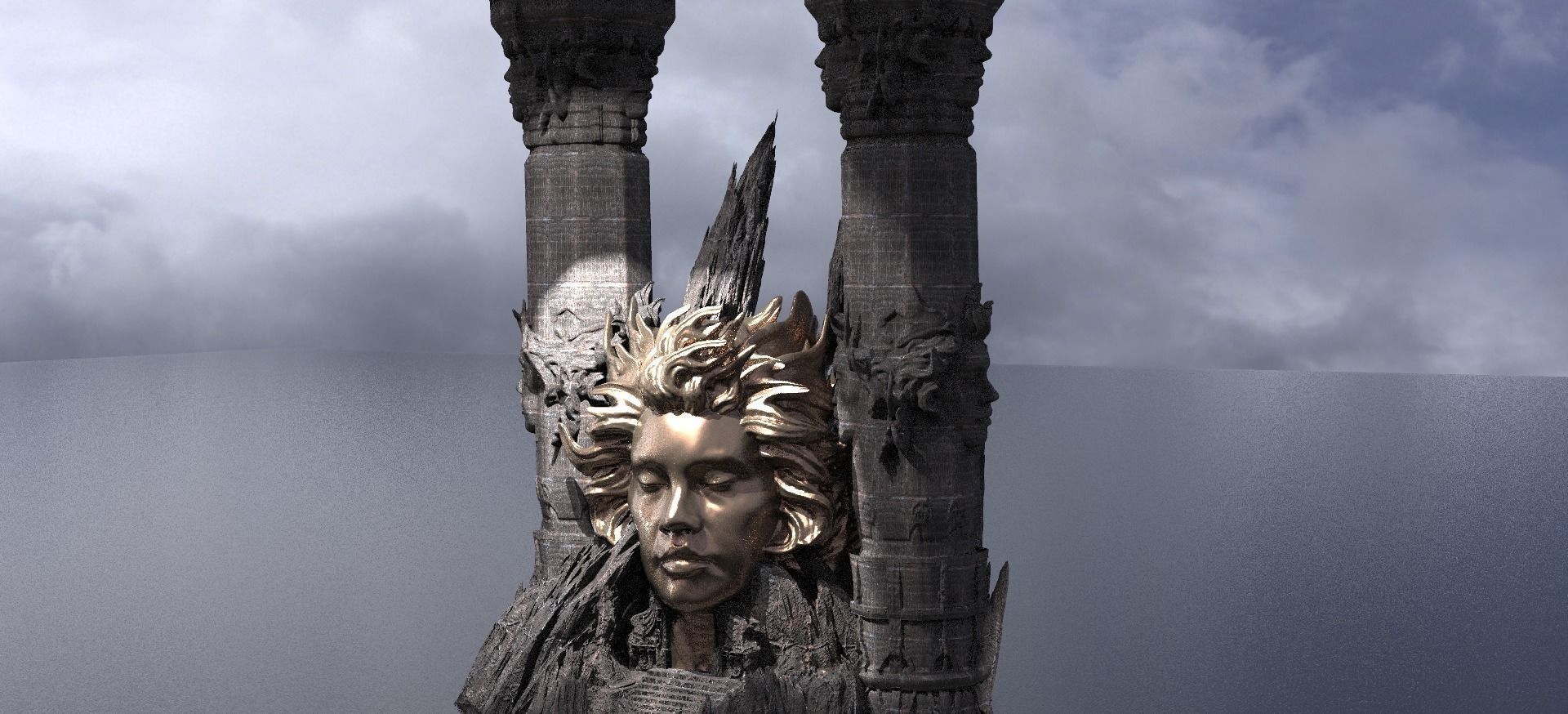 Fallen Angel cliffs 3 Dark versions Kit bash 2  3D model_1