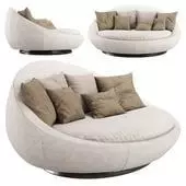 3d sofa round with cushions and pillows 3D model_0