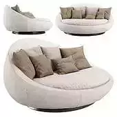 3d sofa round with cushions and pillows