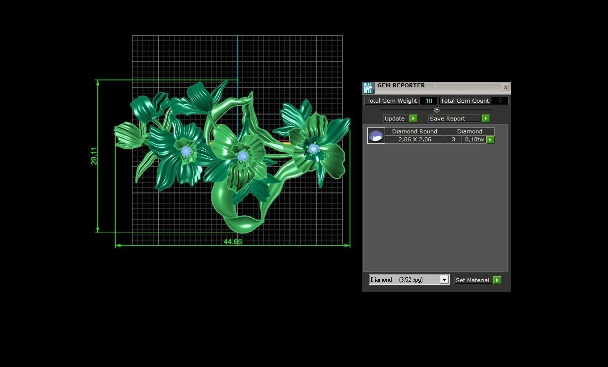 vintage brooch flower orchid 766 3D print model_4