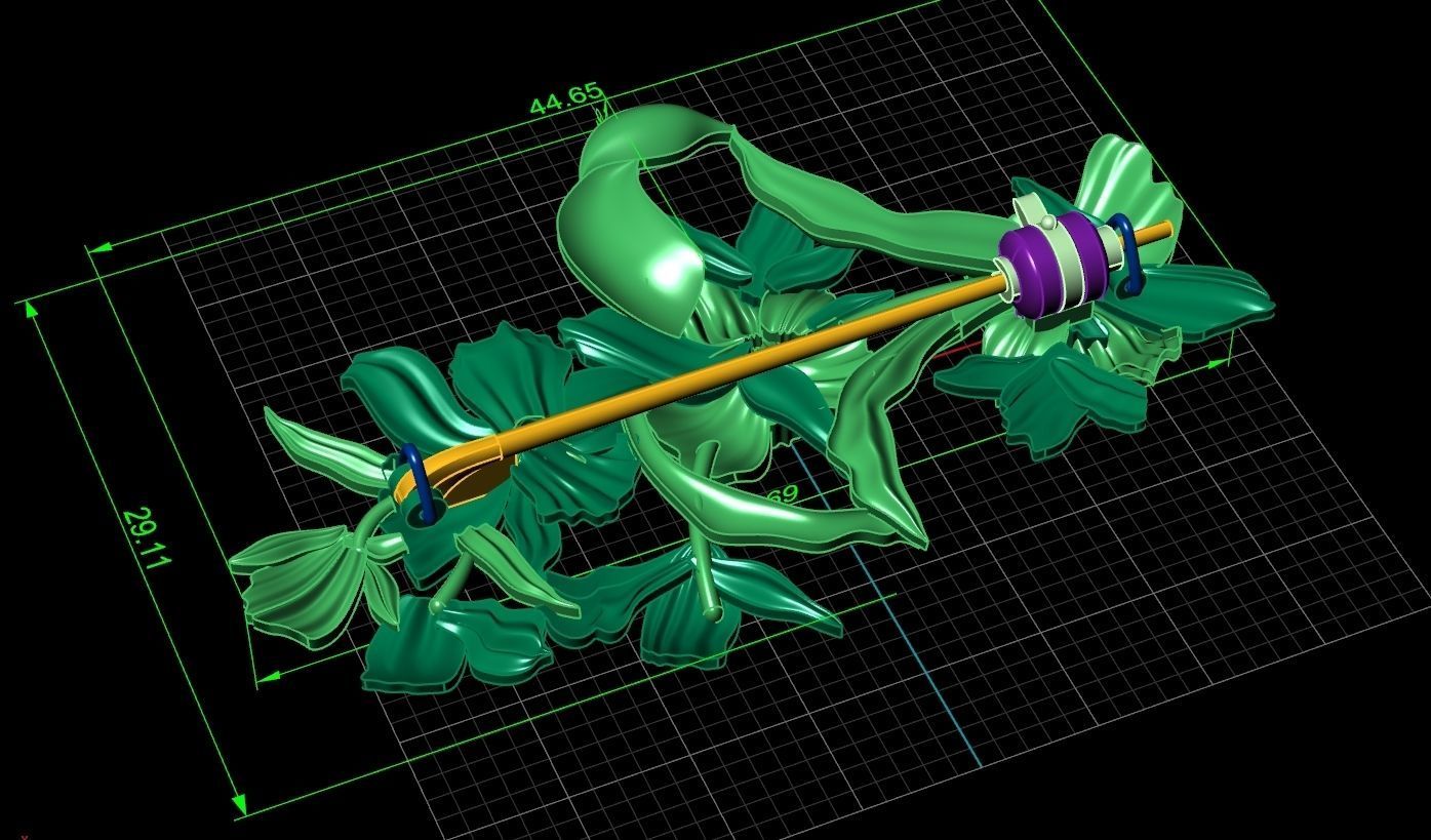 vintage brooch flower orchid 766 3D print model_9