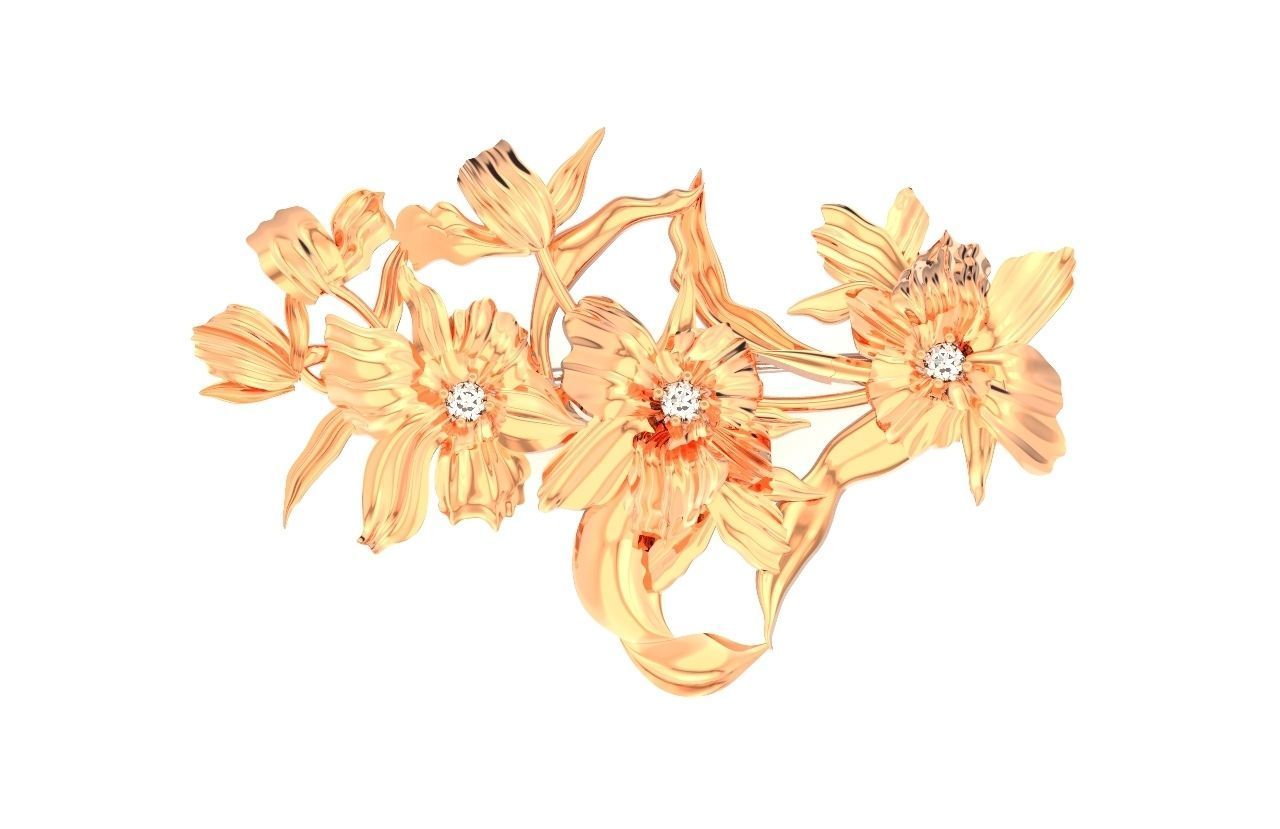 vintage brooch flower orchid 766 3D print model_21
