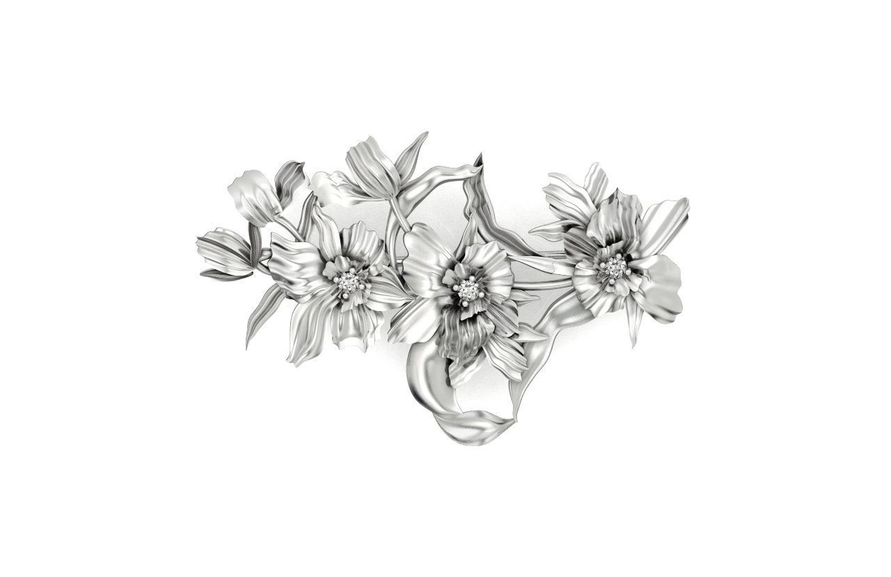 vintage brooch flower orchid 766 3D print model_29