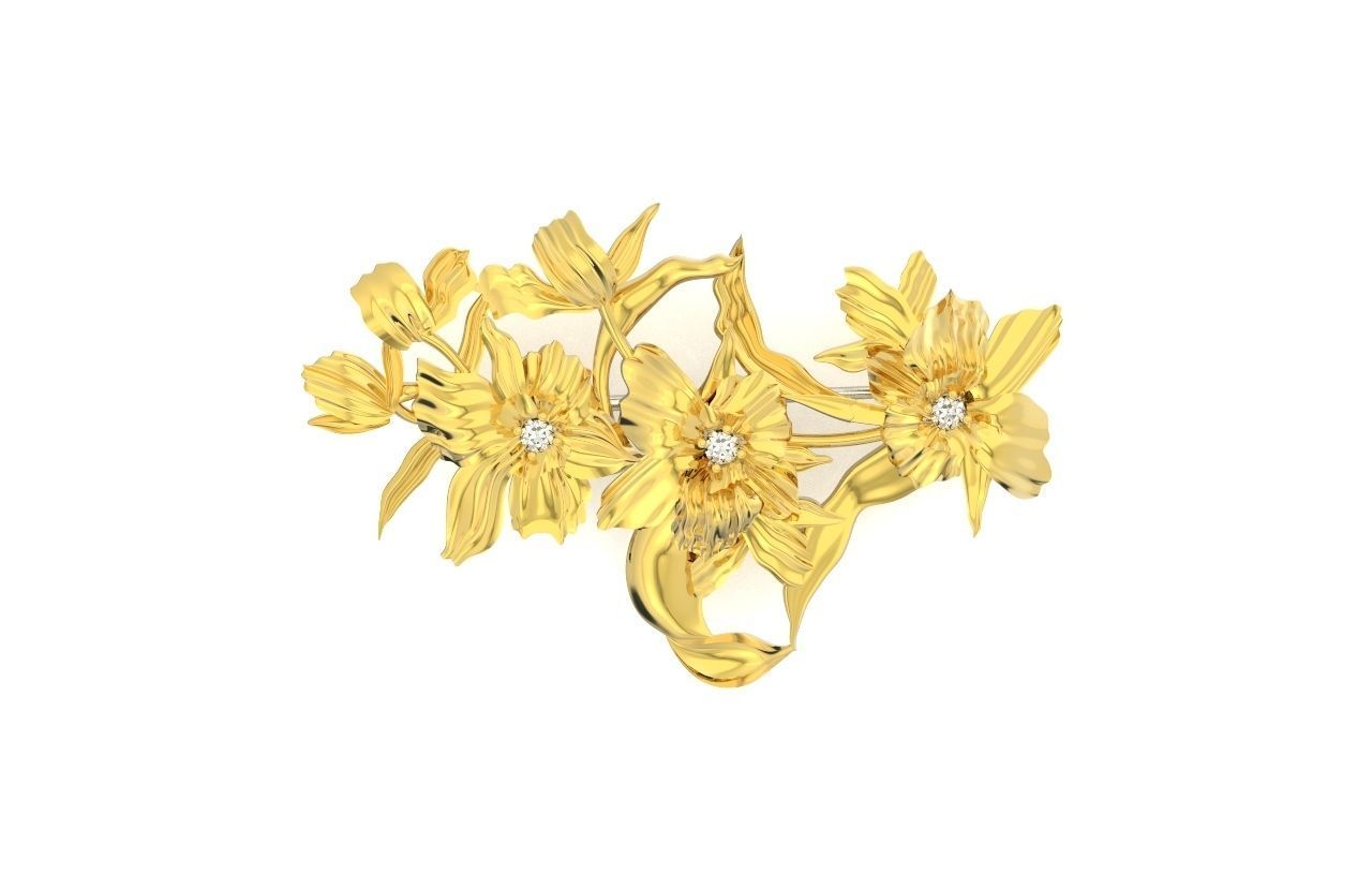 vintage brooch flower orchid 766 3D print model_26