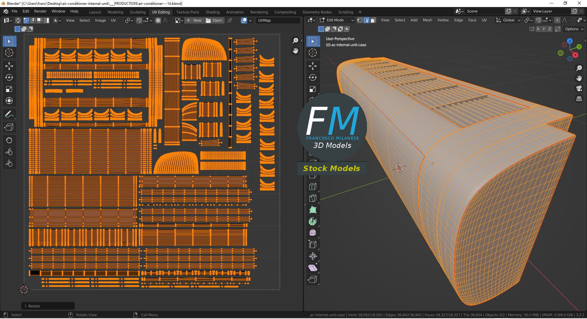 Air conditioner internal unit 3D model_10